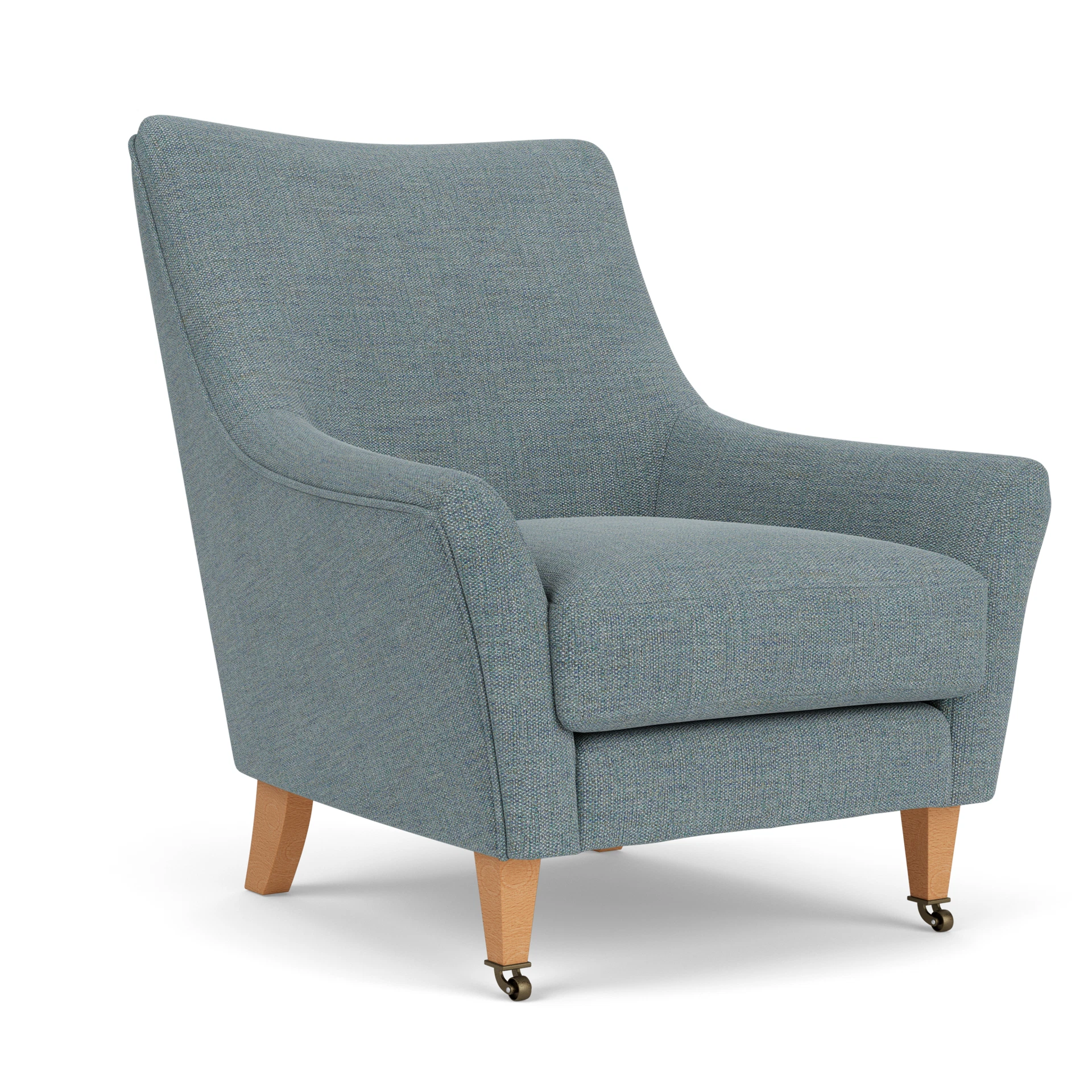 Martha Armchair in Rustic Weave - Teal Marl with Light legs