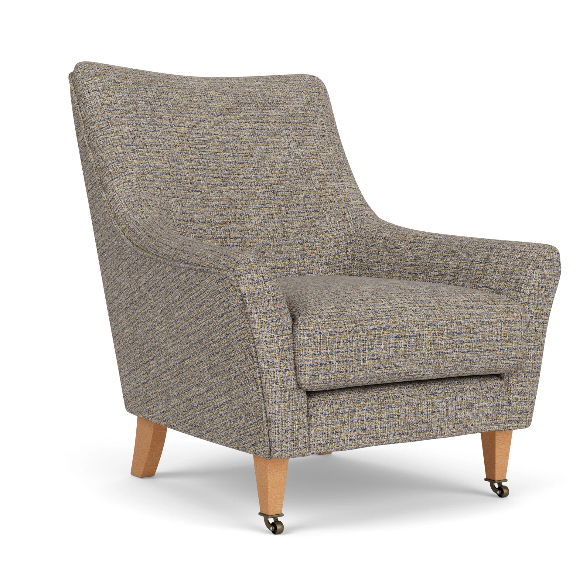 Martha Armchair in Textured Weave - Shoreline Mix with Light legs