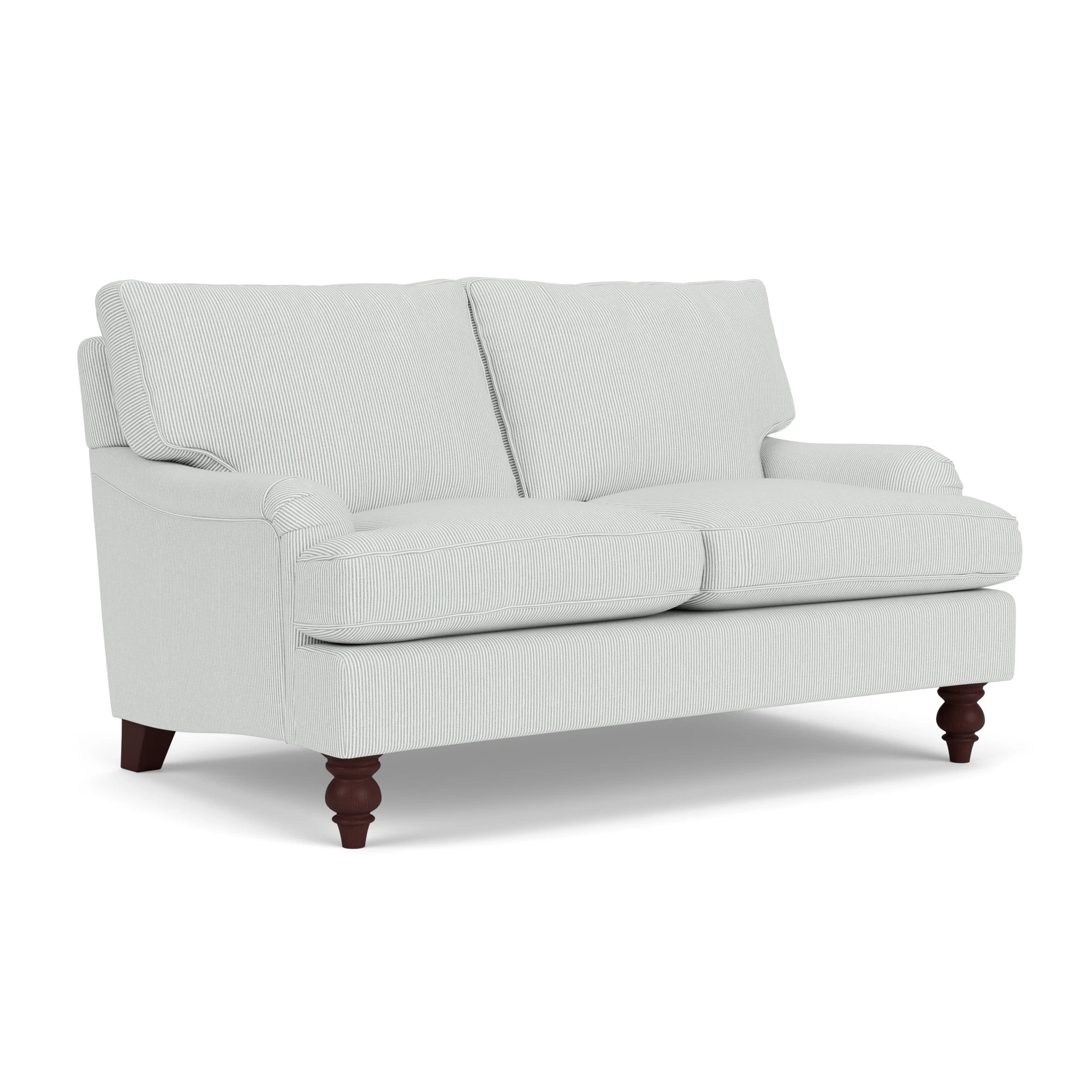Morris 2 Seater Sofa in Broadway Stripe - Duck Egg with Light legs
