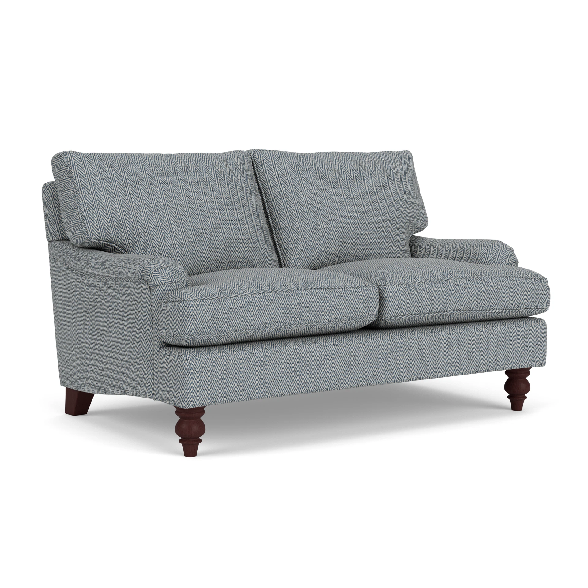 Morris 2 Seater Sofa in Herringbone Weave - Navy with Light legs