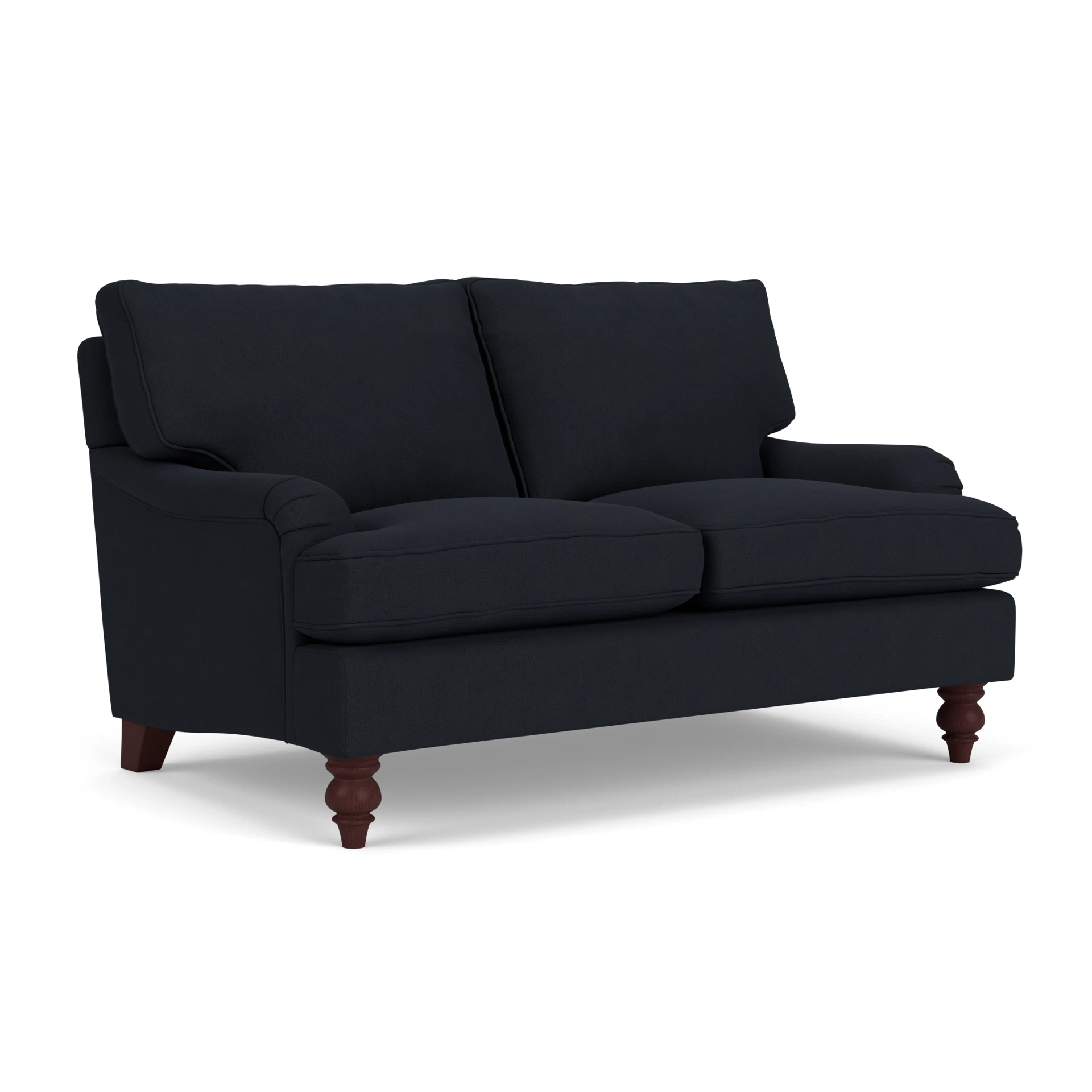 Morris 2 Seater Sofa in House Linen Mix - Ink with Light legs
