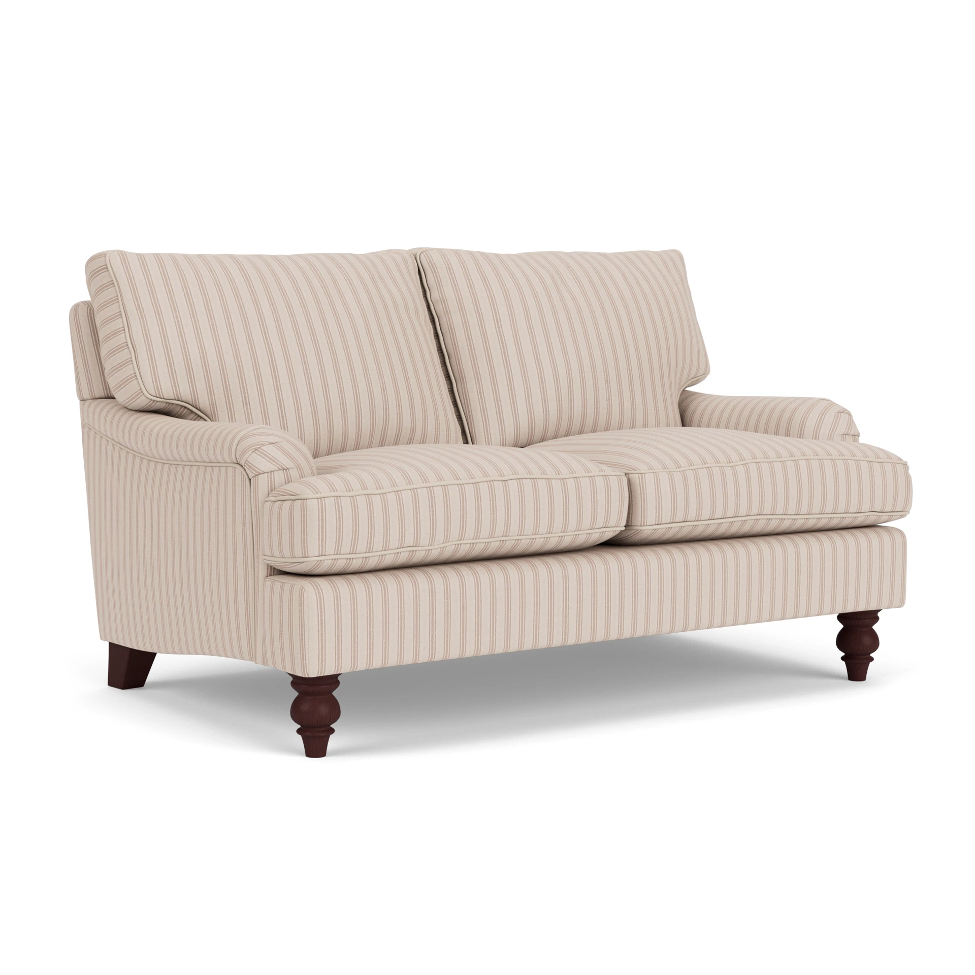 Morris 2 Seater Sofa in Kingham Stripe - Flax with Light legs