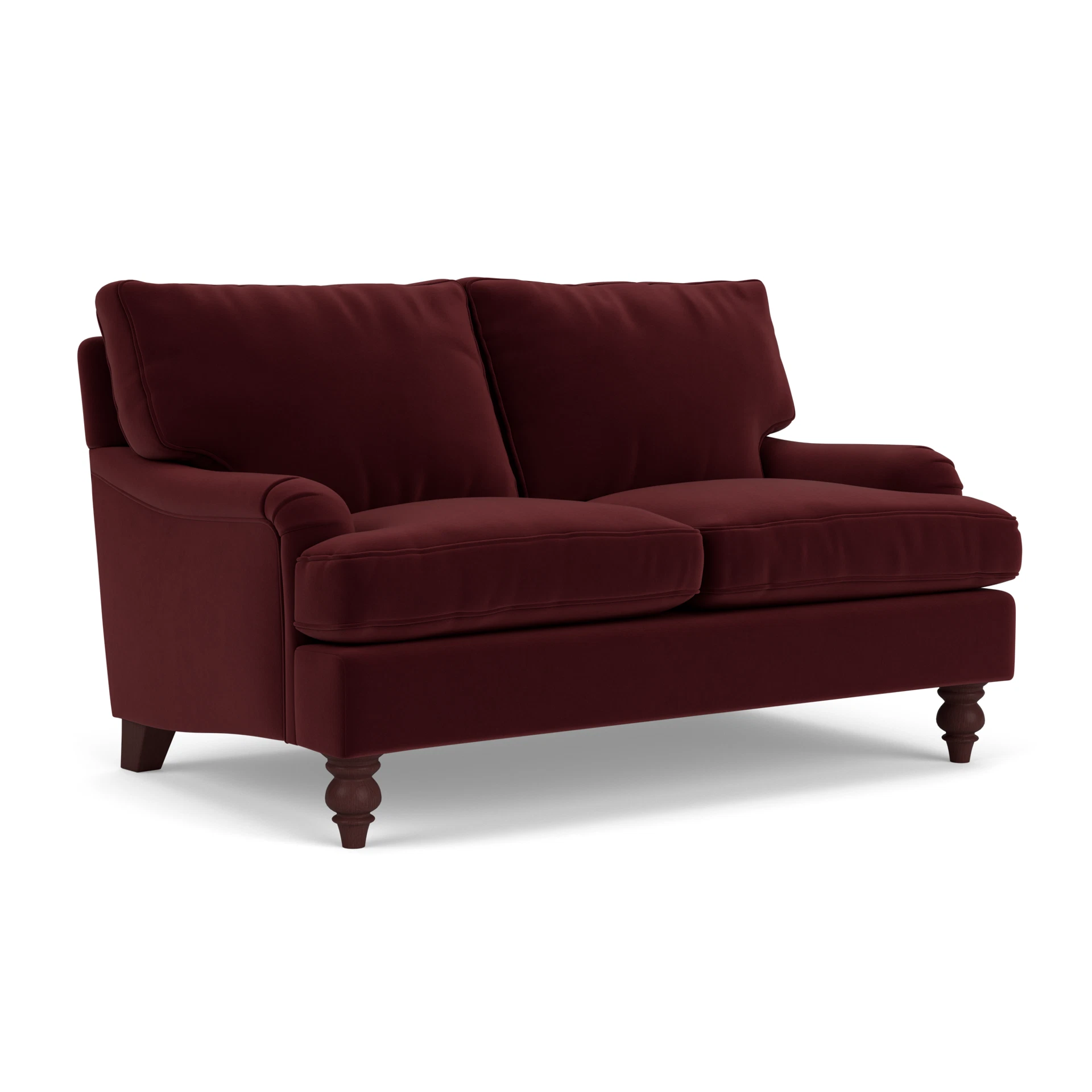 Morris 2 Seater Sofa in Matt Velvet - Dark Rosehip with Light legs