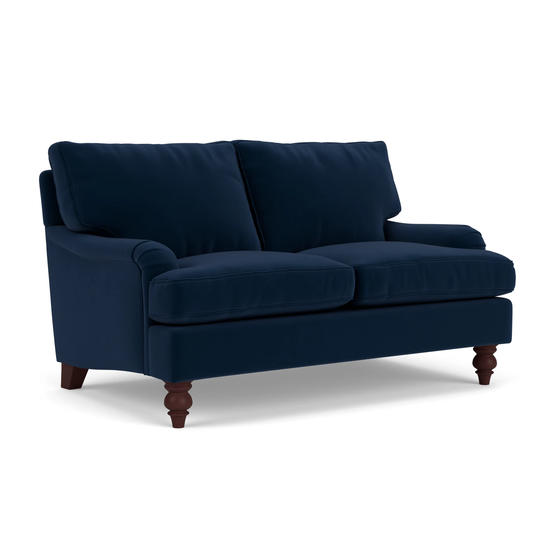 Morris 2 Seater Sofa in Matt Velvet - Deep Blue with Light legs