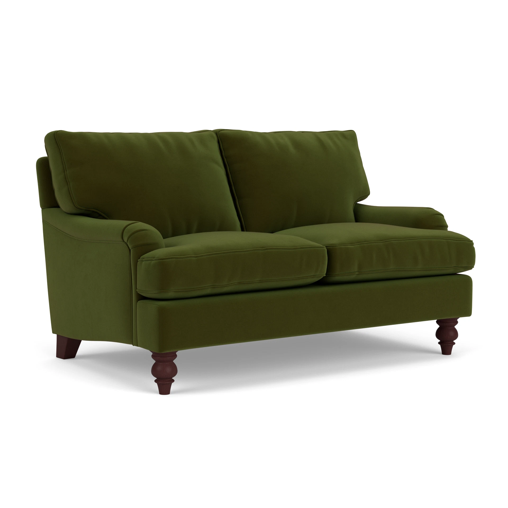 Morris 2 Seater Sofa in Matt Velvet - Forest Green with Light legs