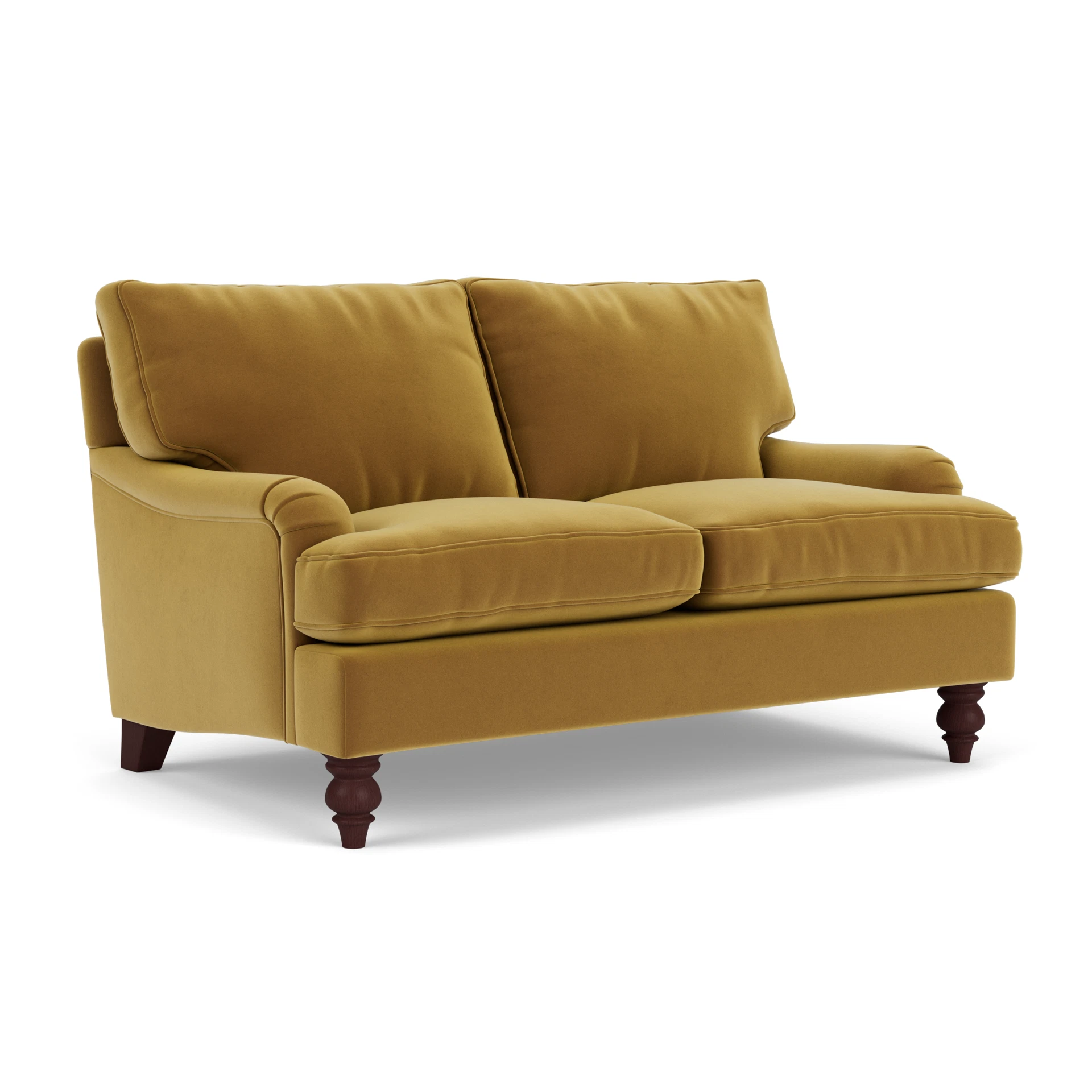 Morris 2 Seater Sofa in Matt Velvet - Mustard with Light legs