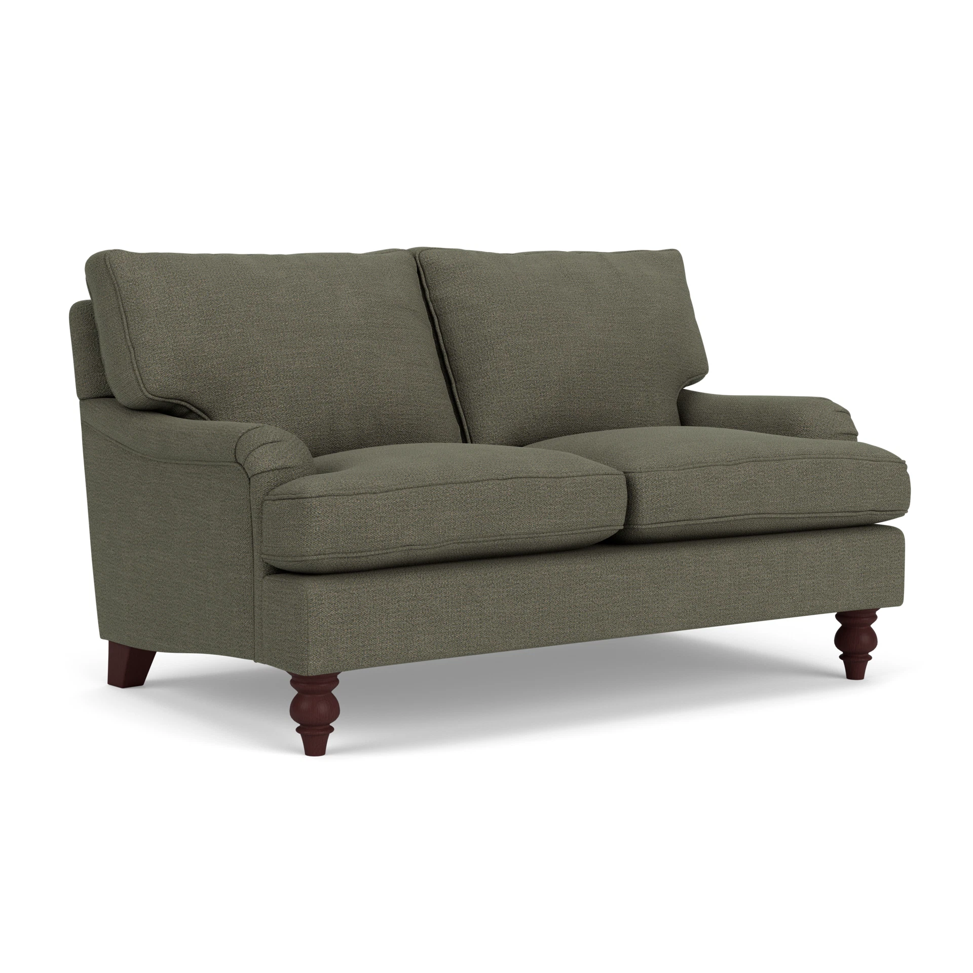 Morris 2 Seater Sofa in Rustic Weave - Deep Forest with Light legs