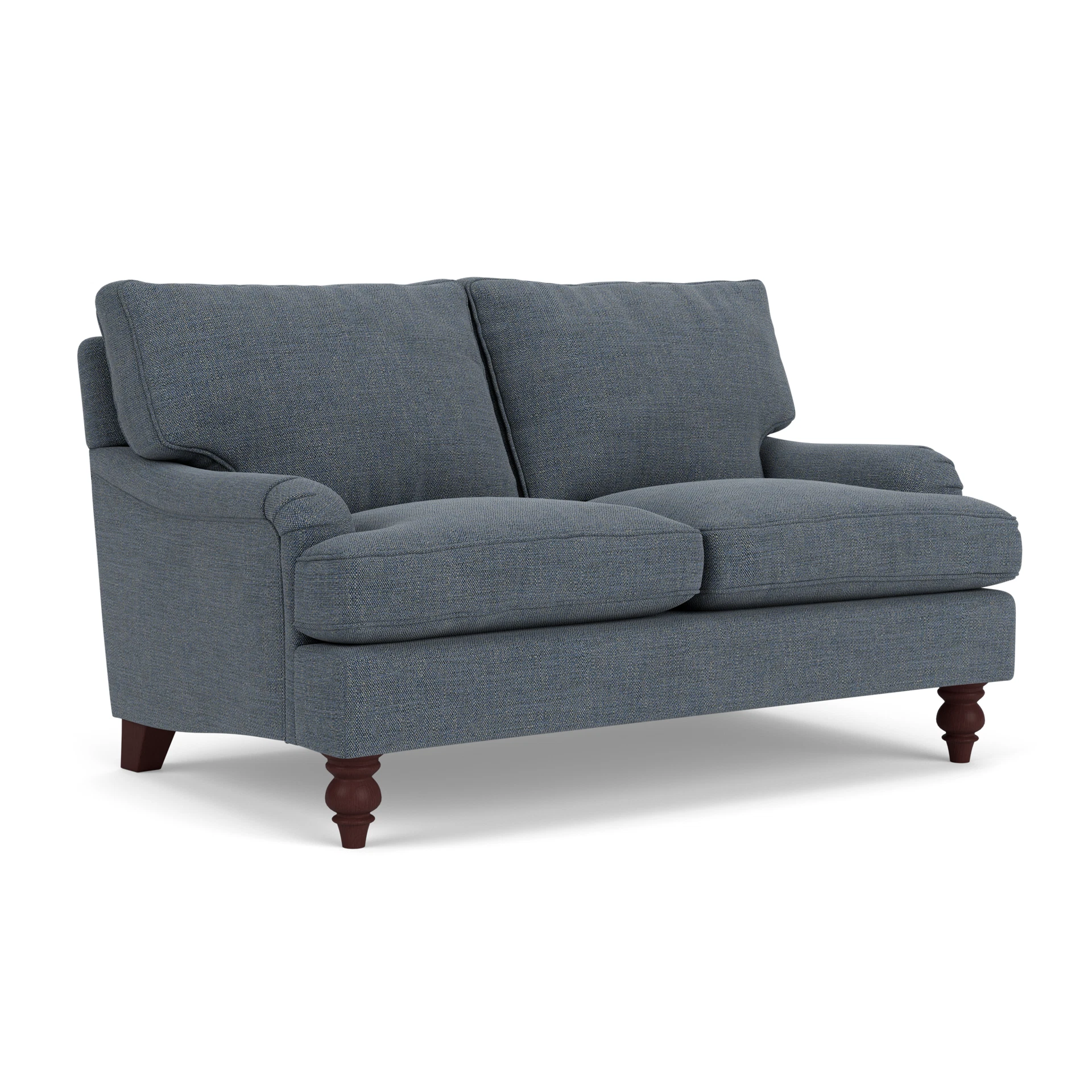 Morris 2 Seater Sofa in Rustic Weave - Indigo with Light legs