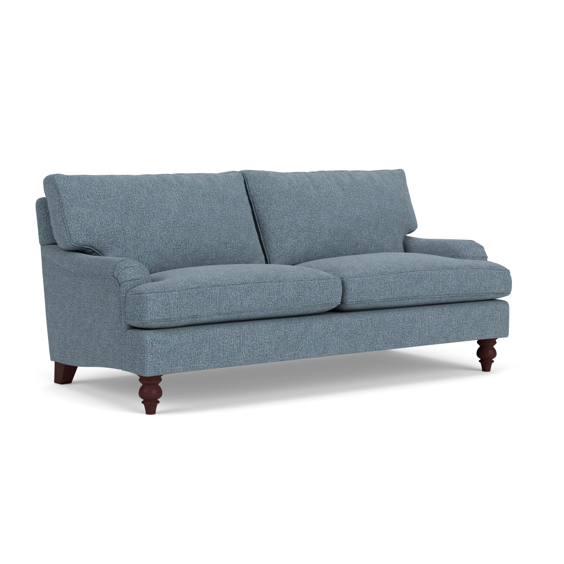 Morris 3 Seater Sofa in Aquaclean Oxford - Mid Blue with Light legs