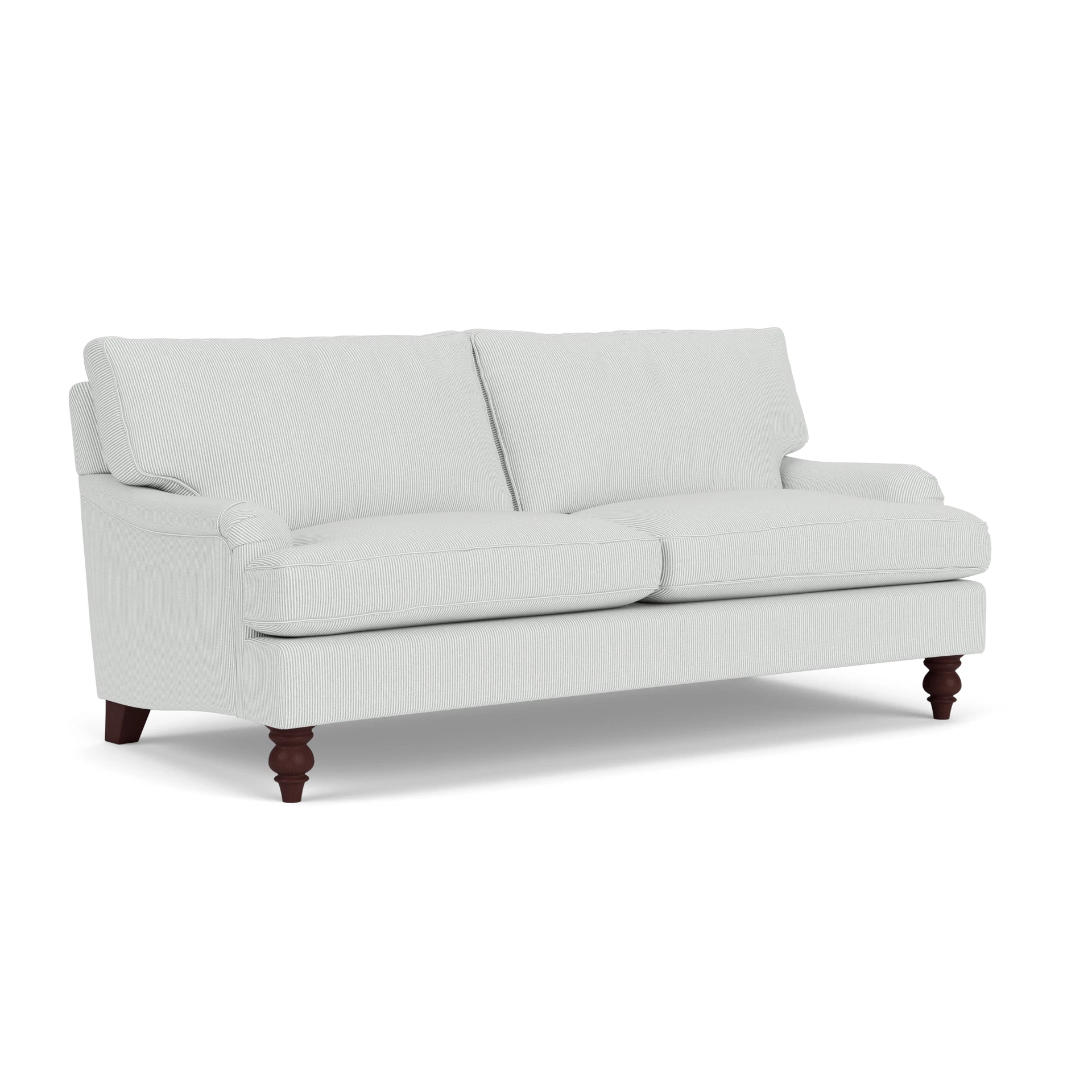 Morris 3 Seater Sofa in Broadway Stripe - Duck Egg with Light legs