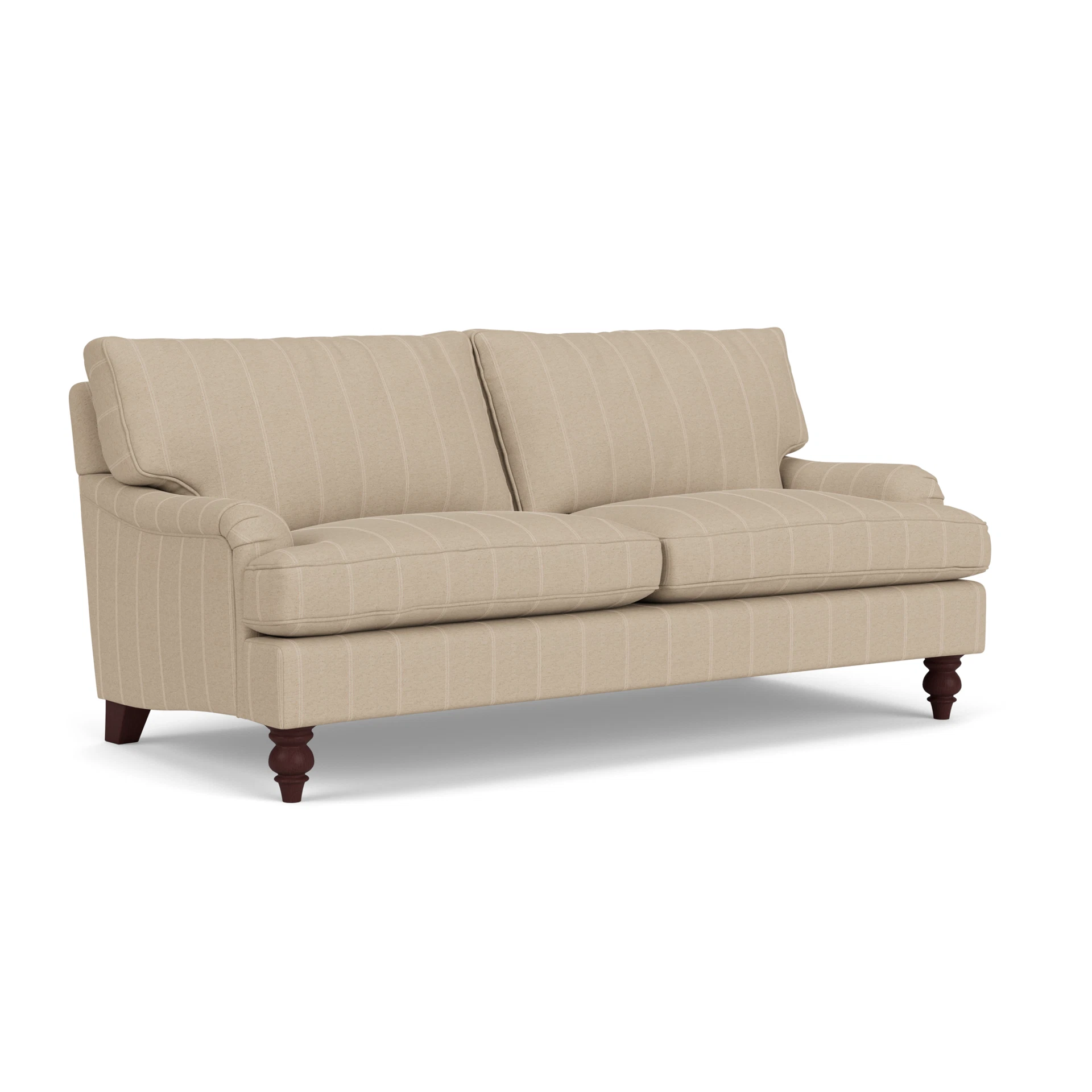 Morris 3 Seater Sofa in Compton Stripe - Natural with Light legs