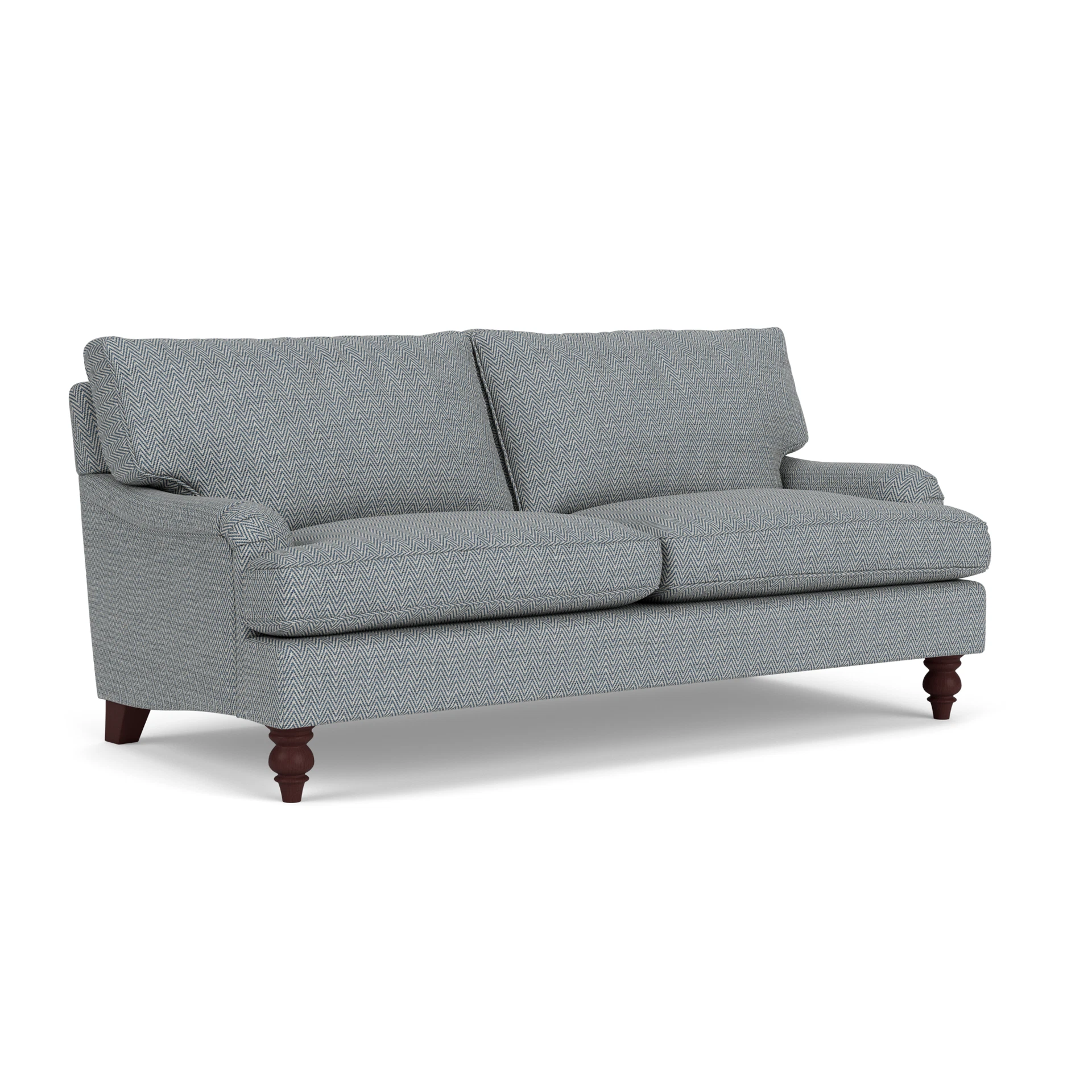 Morris 3 Seater Sofa in Herringbone Weave - Navy with Light legs