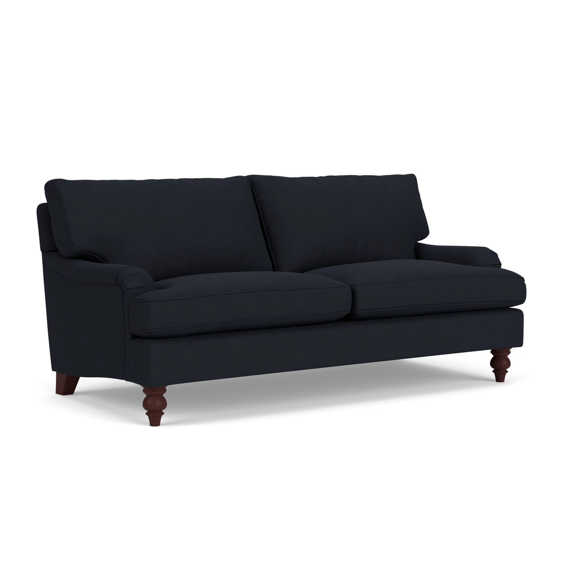 Morris 3 Seater Sofa in House Linen Mix - Ink with Light legs