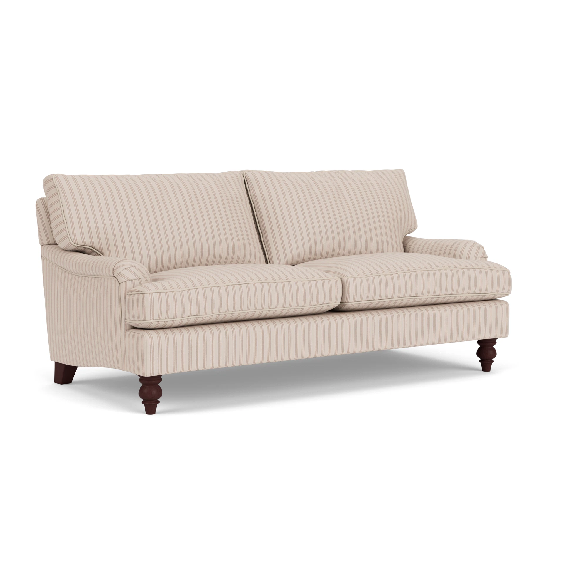 Morris 3 Seater Sofa in Kingham Stripe - Flax with Light legs