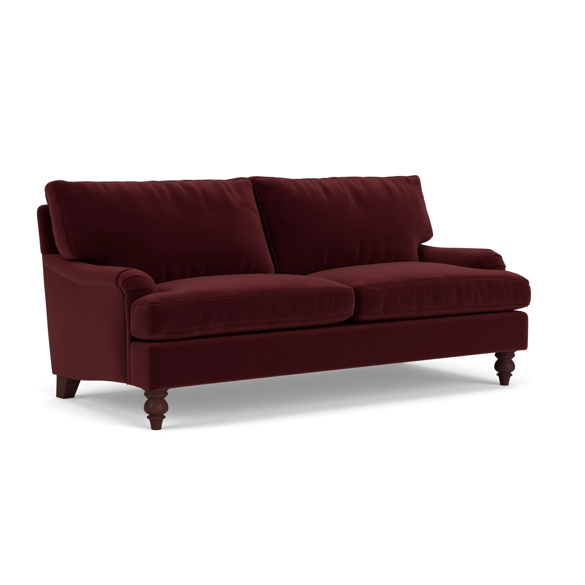 Morris 3 Seater Sofa in Matt Velvet - Dark Rosehip with Light legs