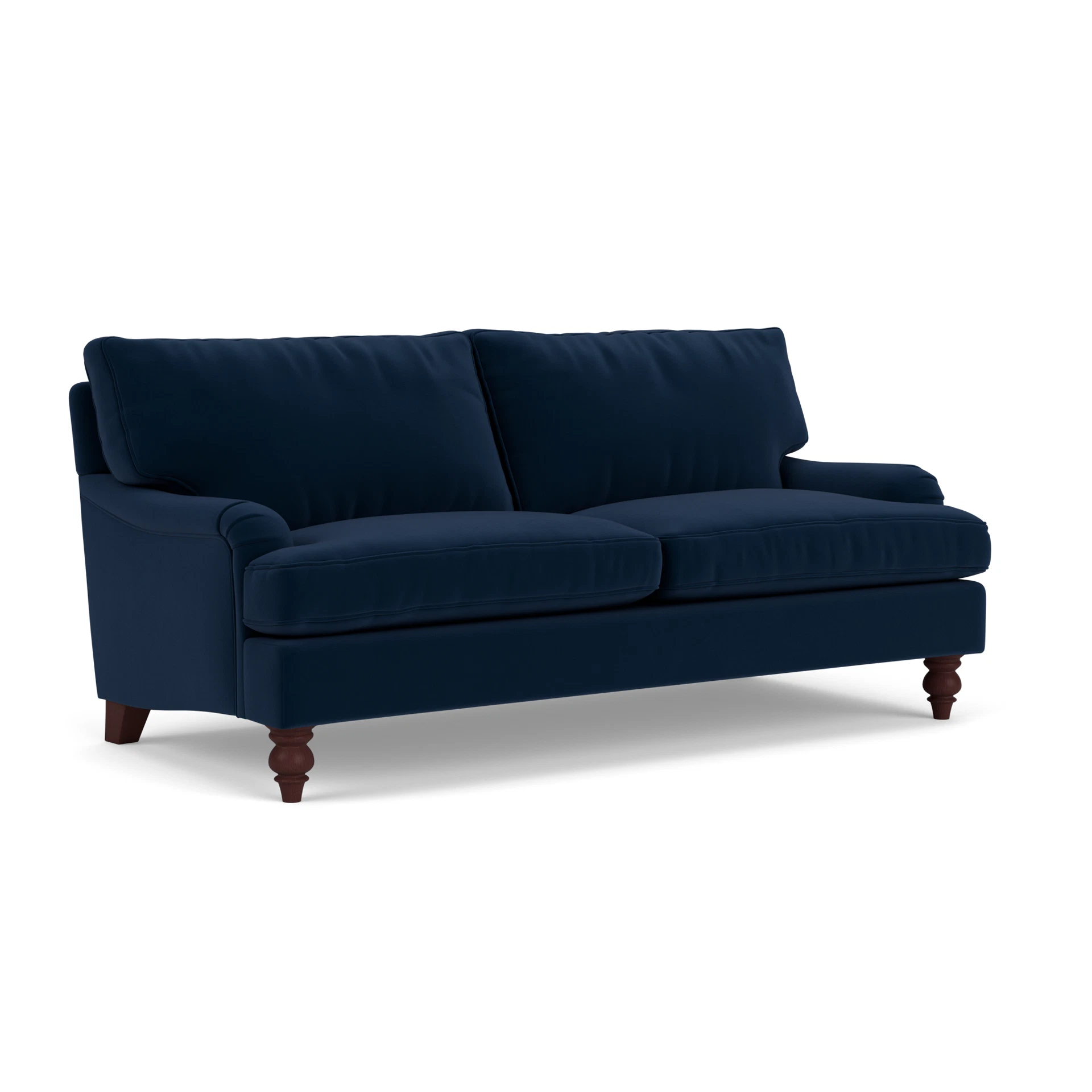 Morris 3 Seater Sofa in Matt Velvet - Deep Blue with Light legs