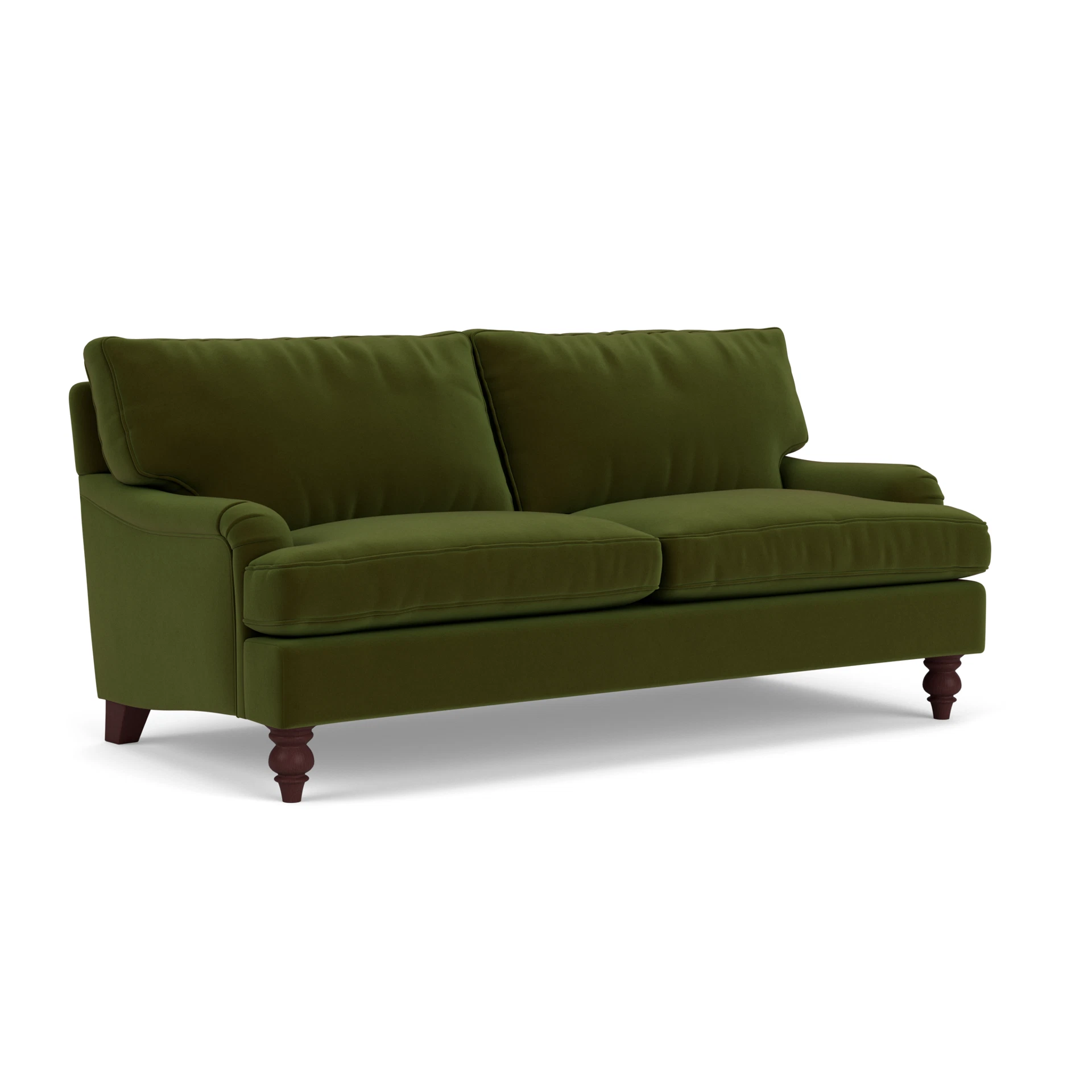 Morris 3 Seater Sofa in Matt Velvet - Forest Green with Light legs
