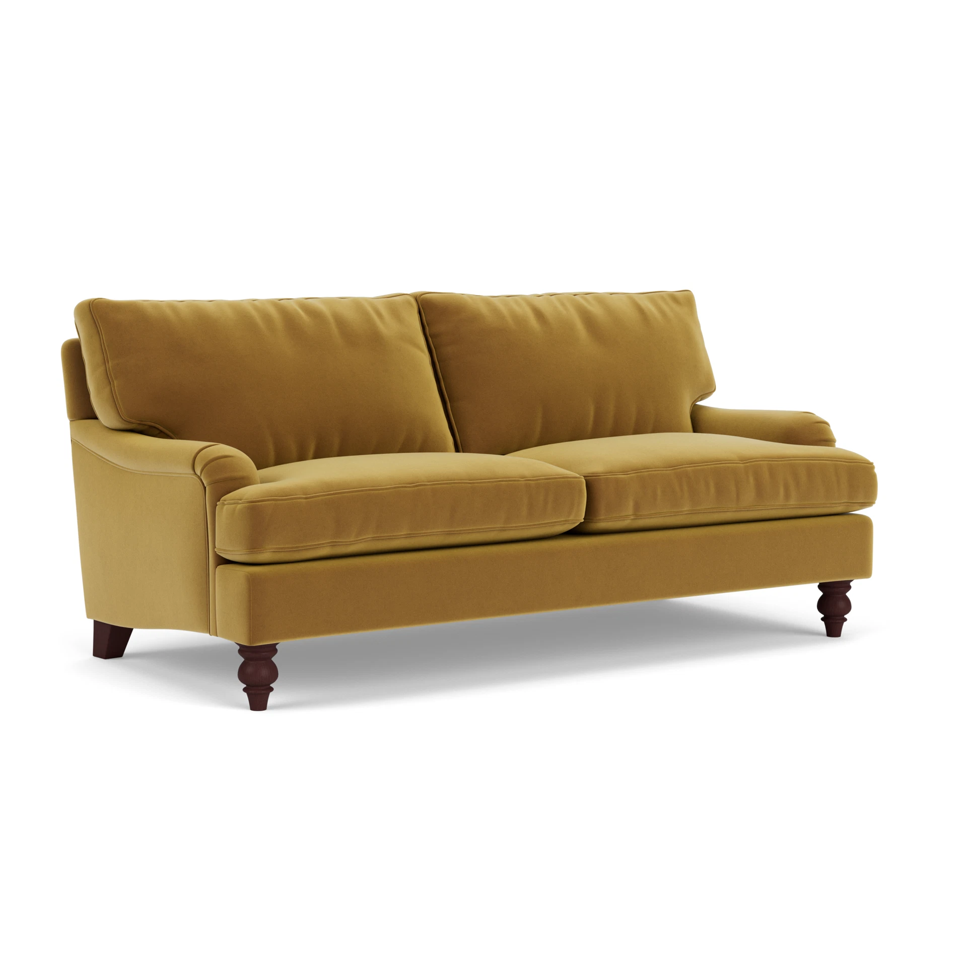 Morris 3 Seater Sofa in Matt Velvet - Mustard with Light legs