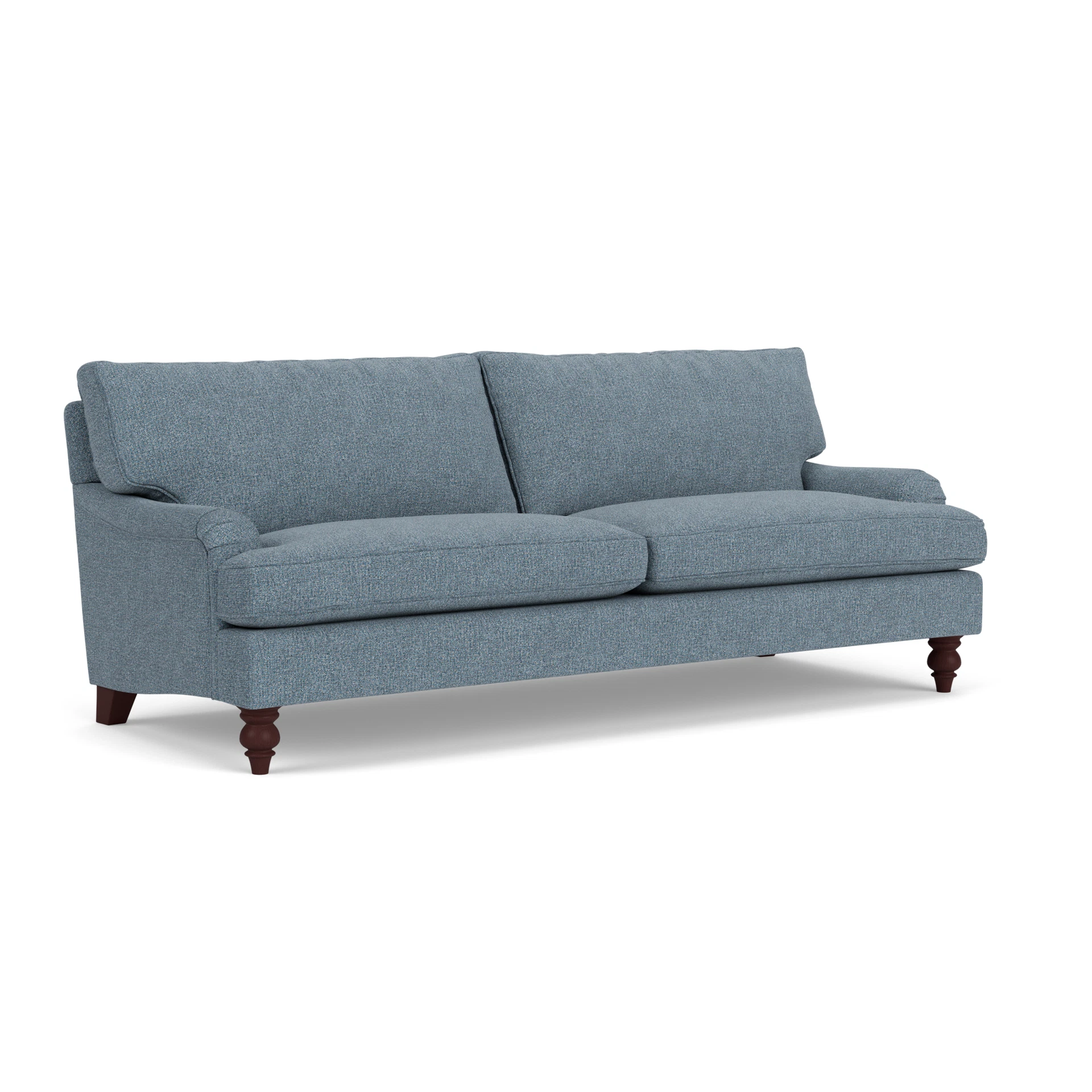 Morris 4 Seater Sofa in Aquaclean Oxford - Mid Blue with Light legs