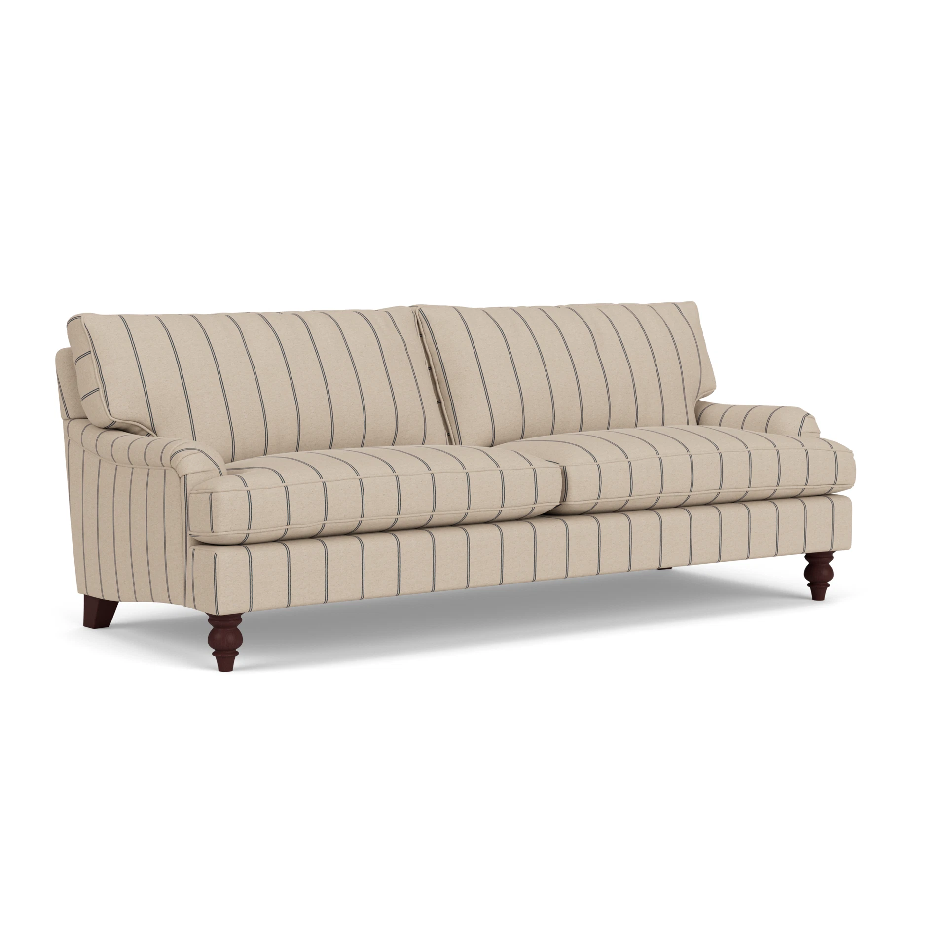Morris 4 Seater Sofa in Compton Stripe - Charcoal with Light legs