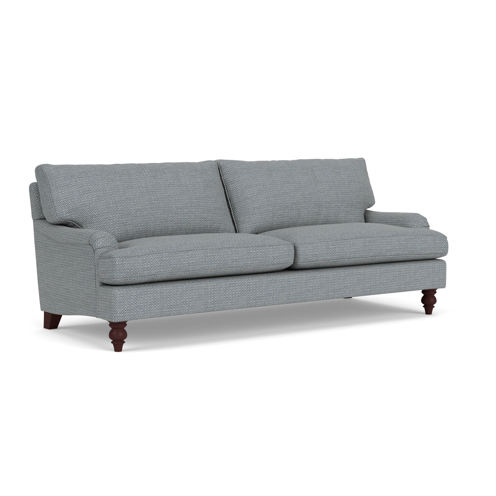 Morris 4 Seater Sofa in Herringbone Weave - Navy with Light legs