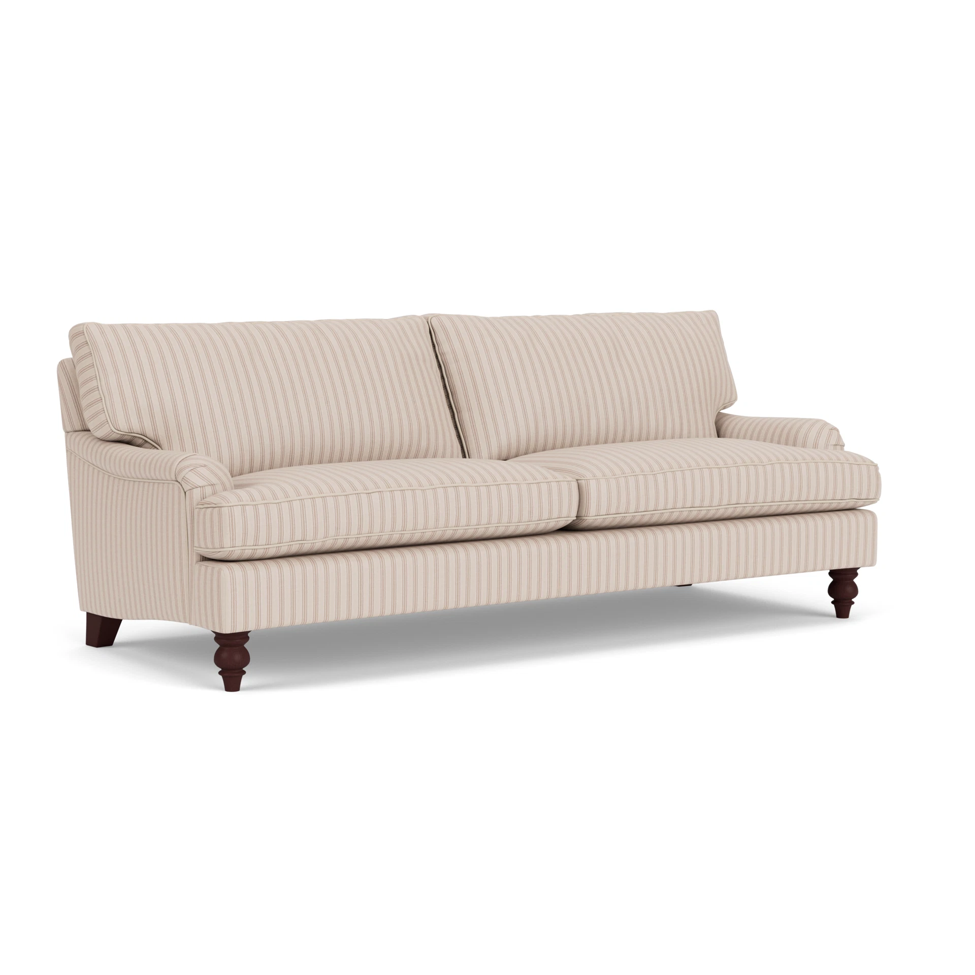 Morris 4 Seater Sofa in Kingham Stripe - Flax with Light legs