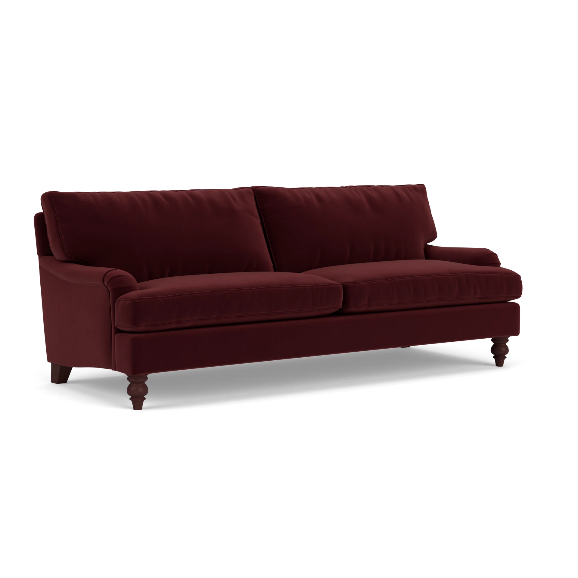 Morris 4 Seater Sofa in Matt Velvet - Dark Rosehip with Light legs