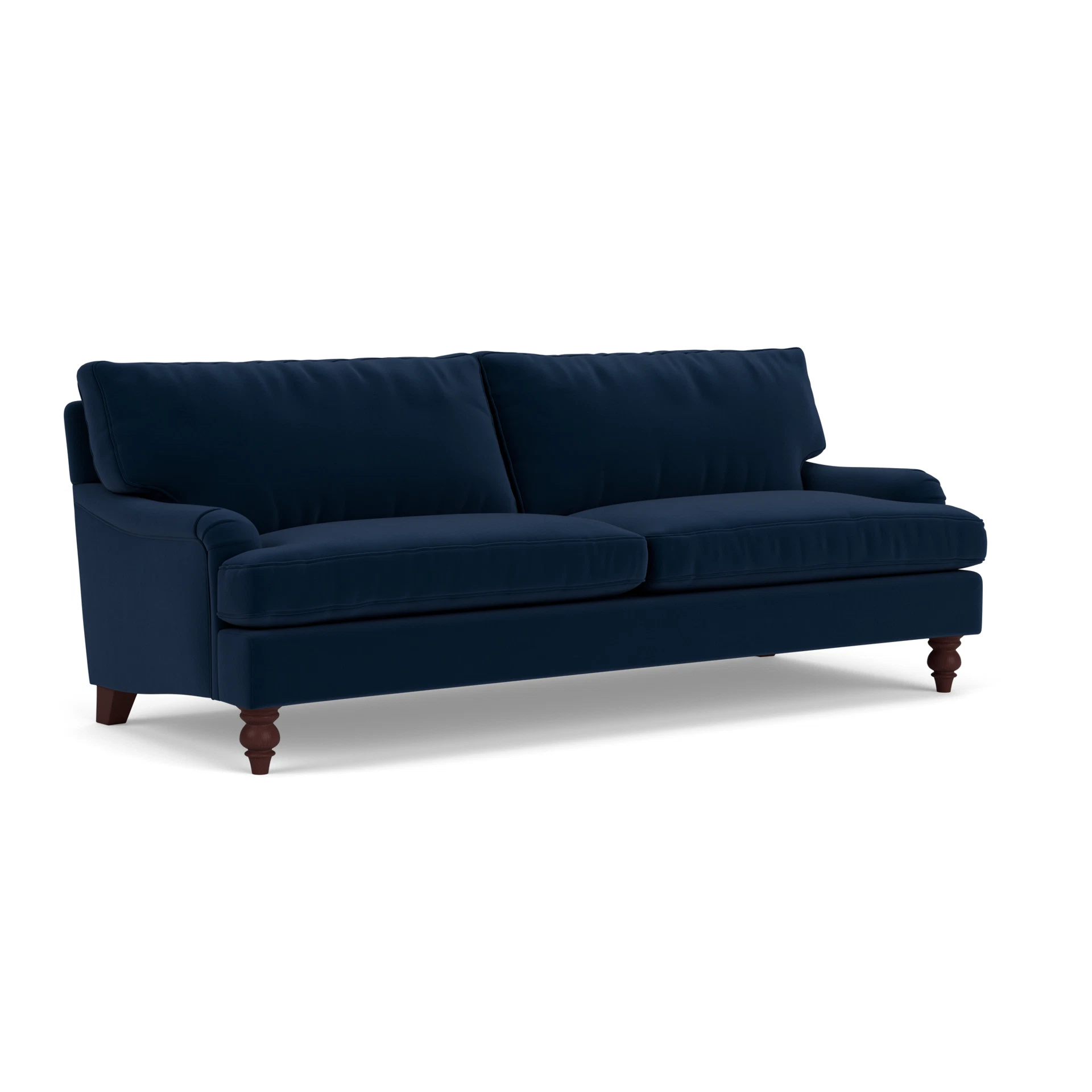 Morris 4 Seater Sofa in Matt Velvet - Deep Blue with Light legs