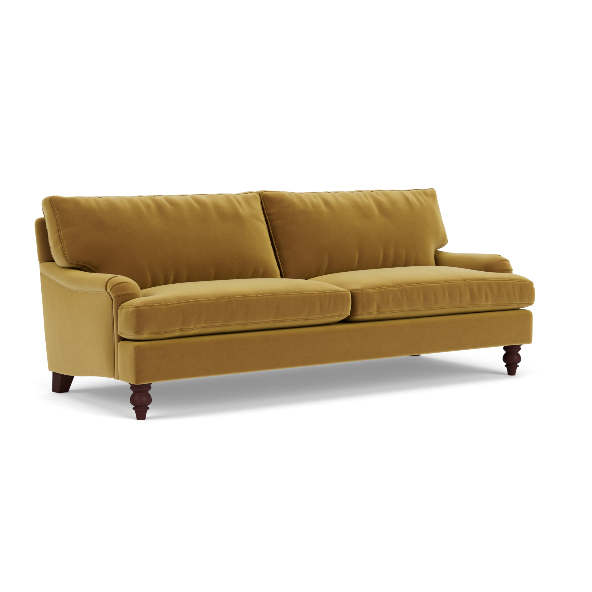 Morris 4 Seater Sofa in Matt Velvet - Mustard with Light legs