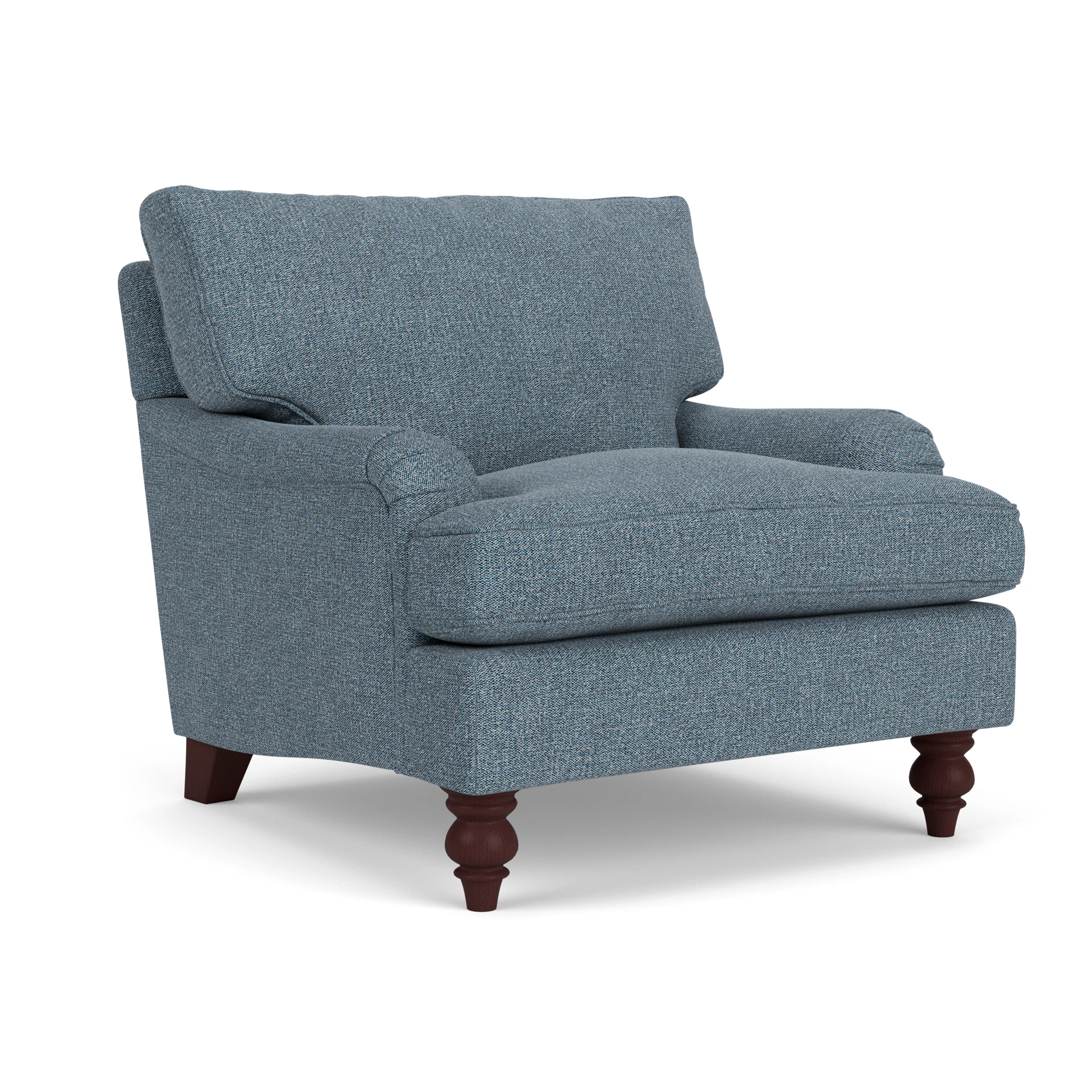 Morris Armchair in Aquaclean Oxford - Mid Blue with Light legs