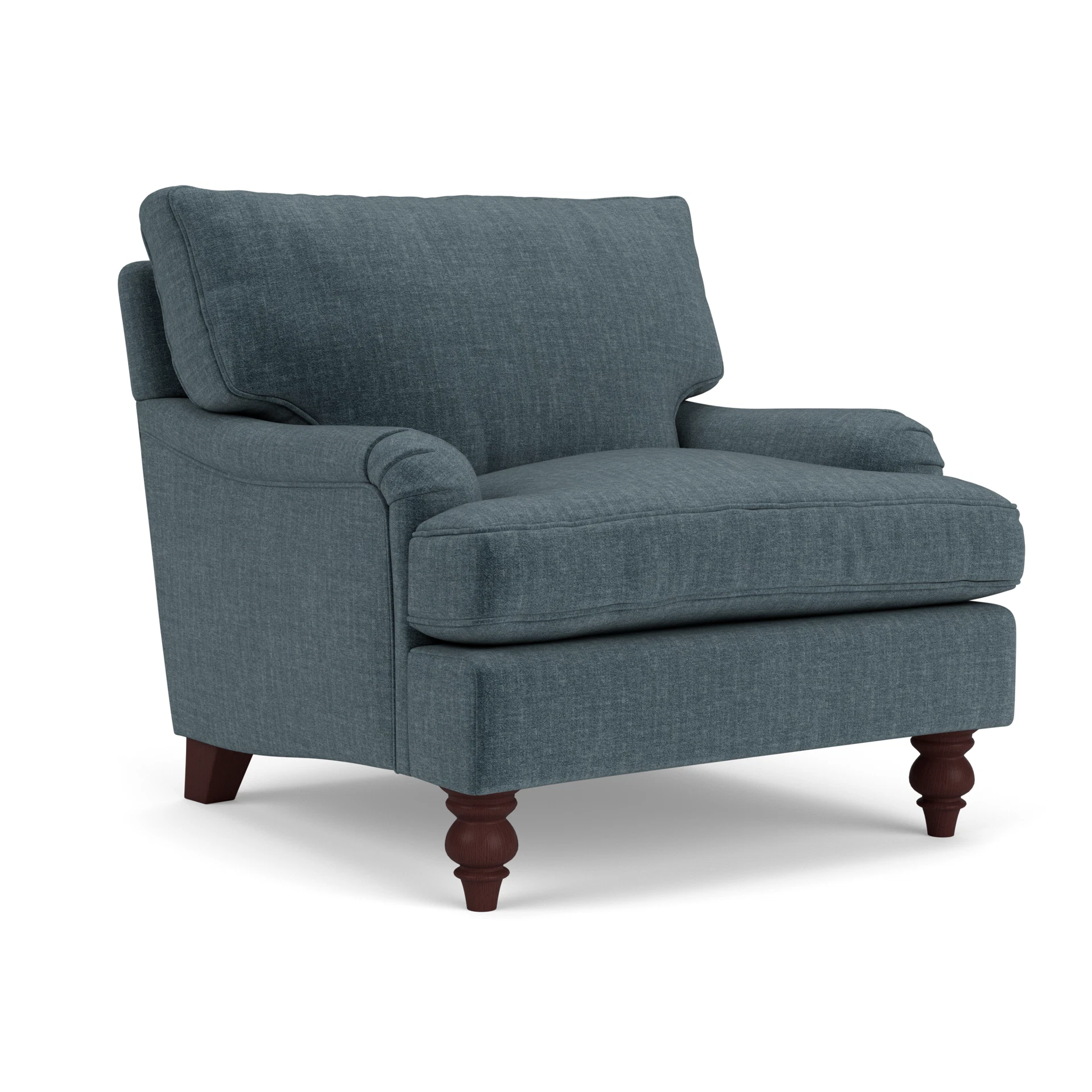 Morris Armchair in Eco Chenille - Teal with Light legs