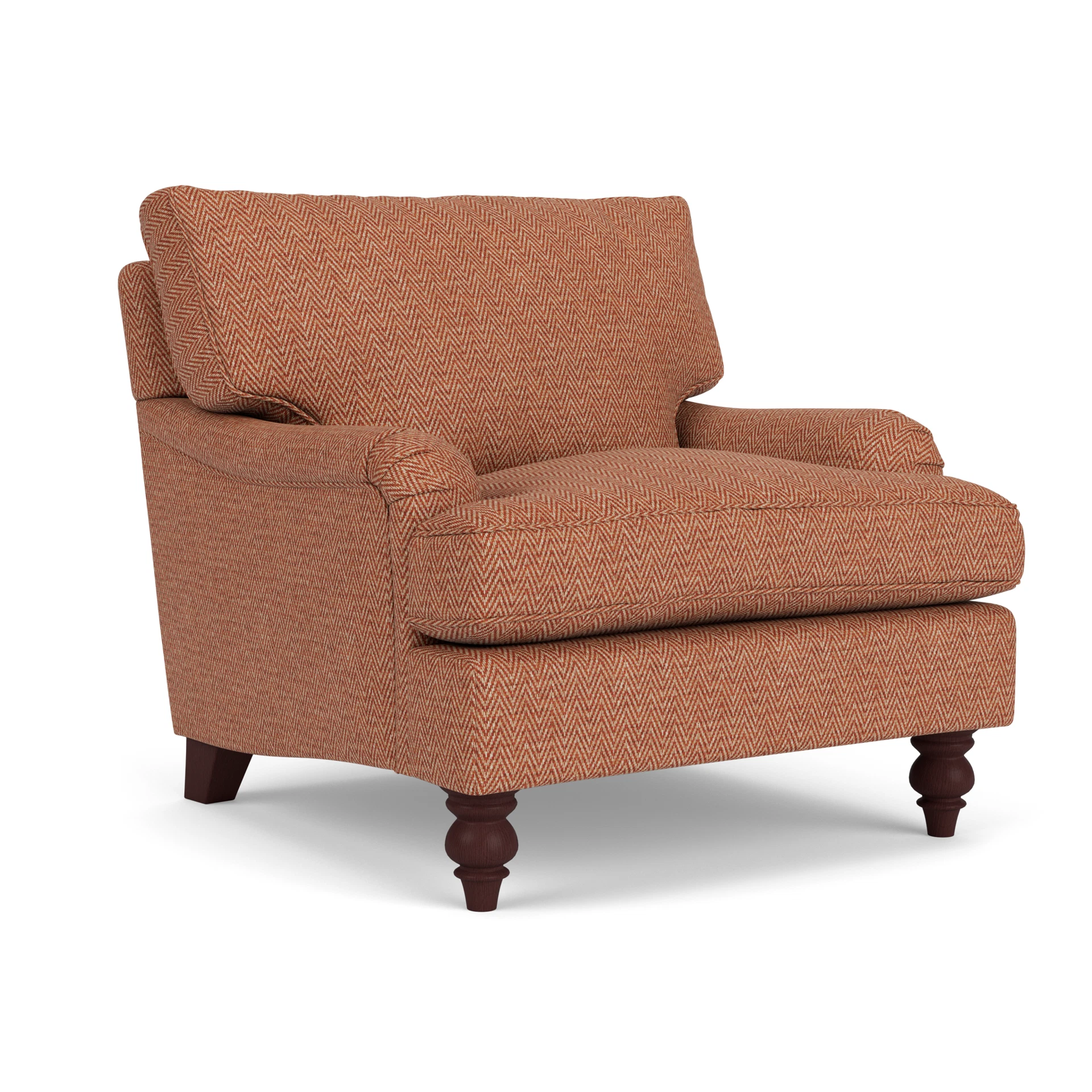 Morris Armchair in Herringbone Weave - Brick with Light legs