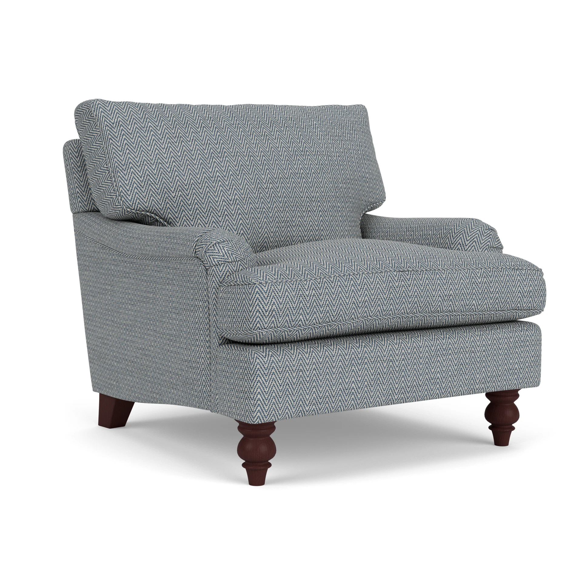 Morris Armchair in Herringbone Weave - Navy with Light legs