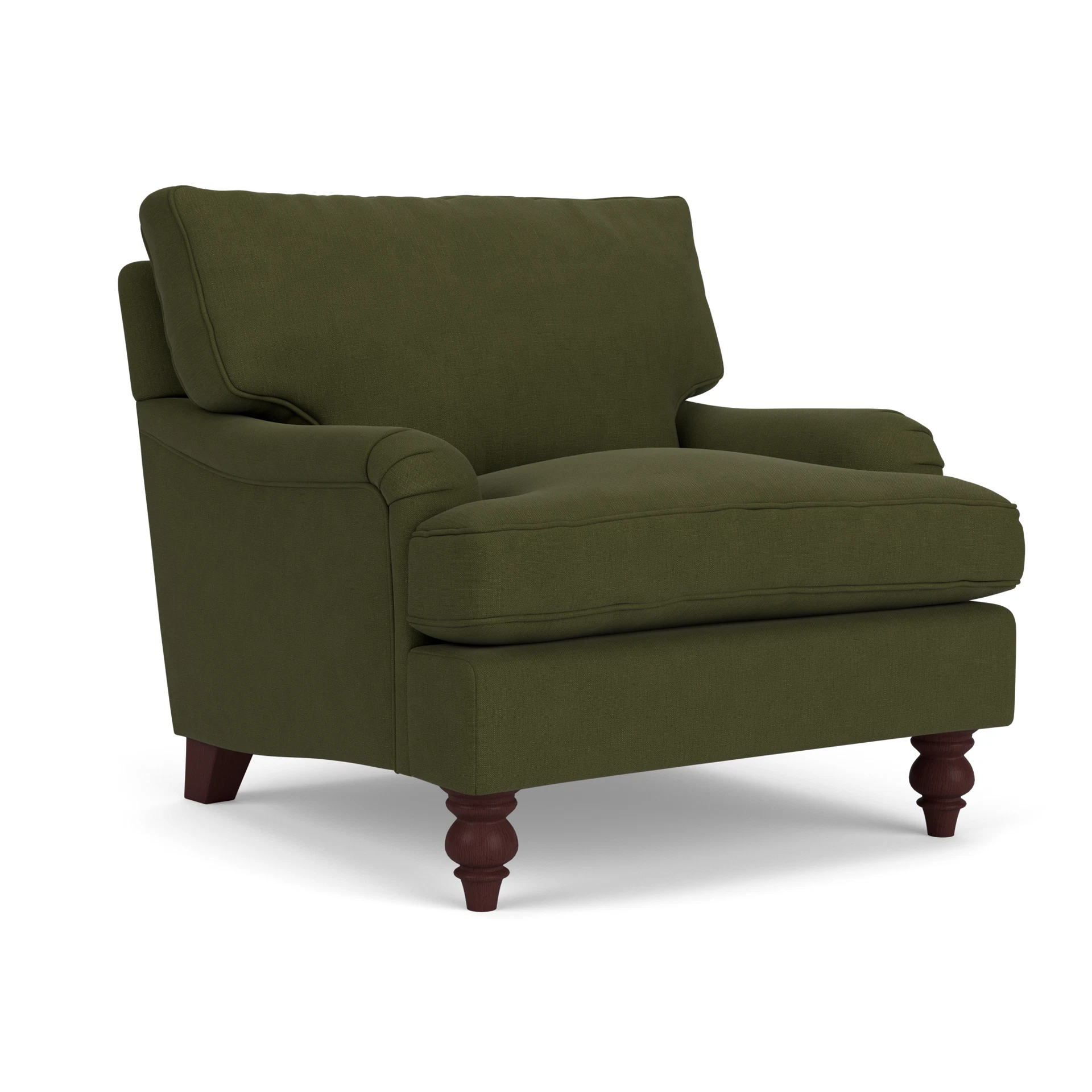 Morris Armchair in House Linen Mix - Forest Green with Light legs