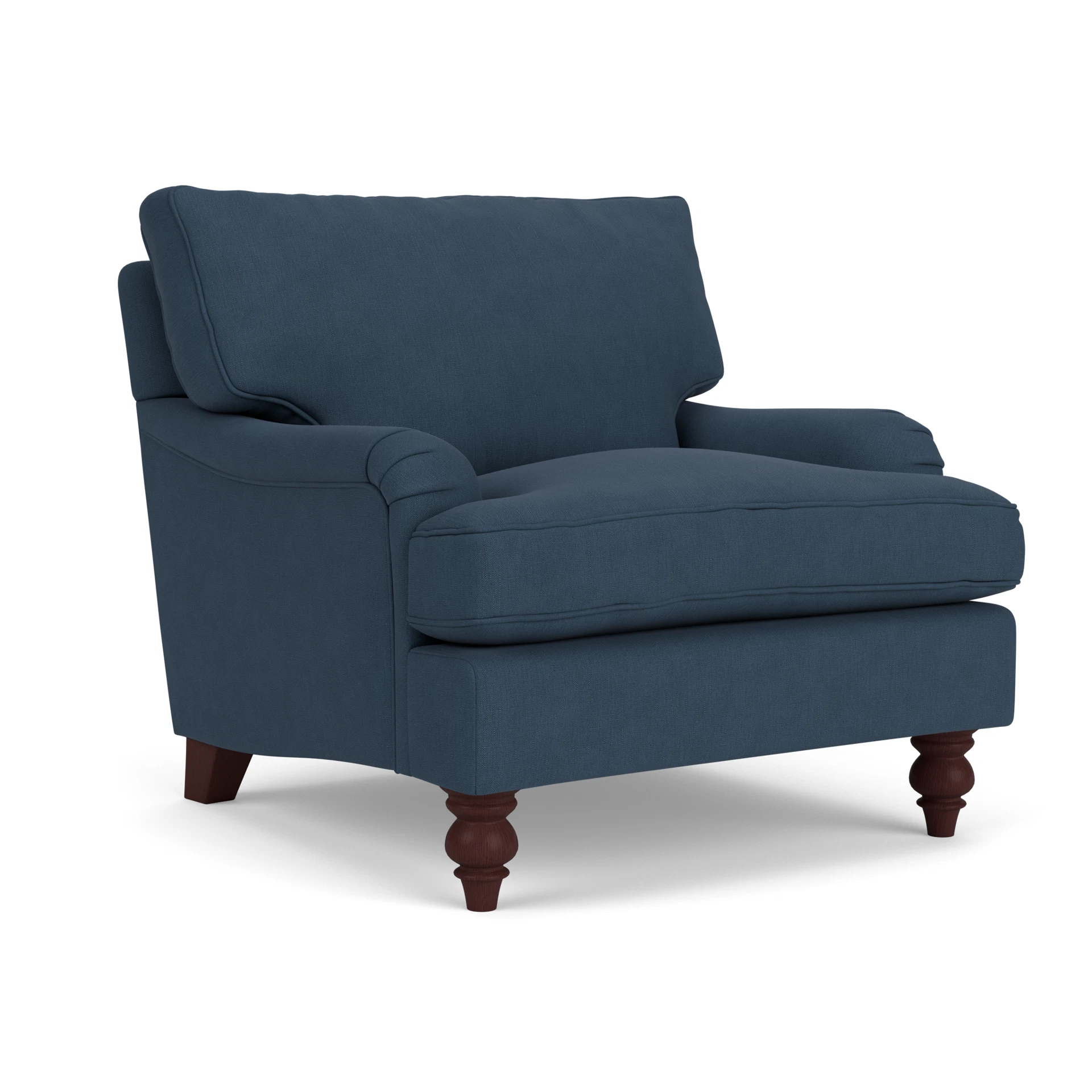 Morris Armchair in House Linen Mix - Indigo with Light legs