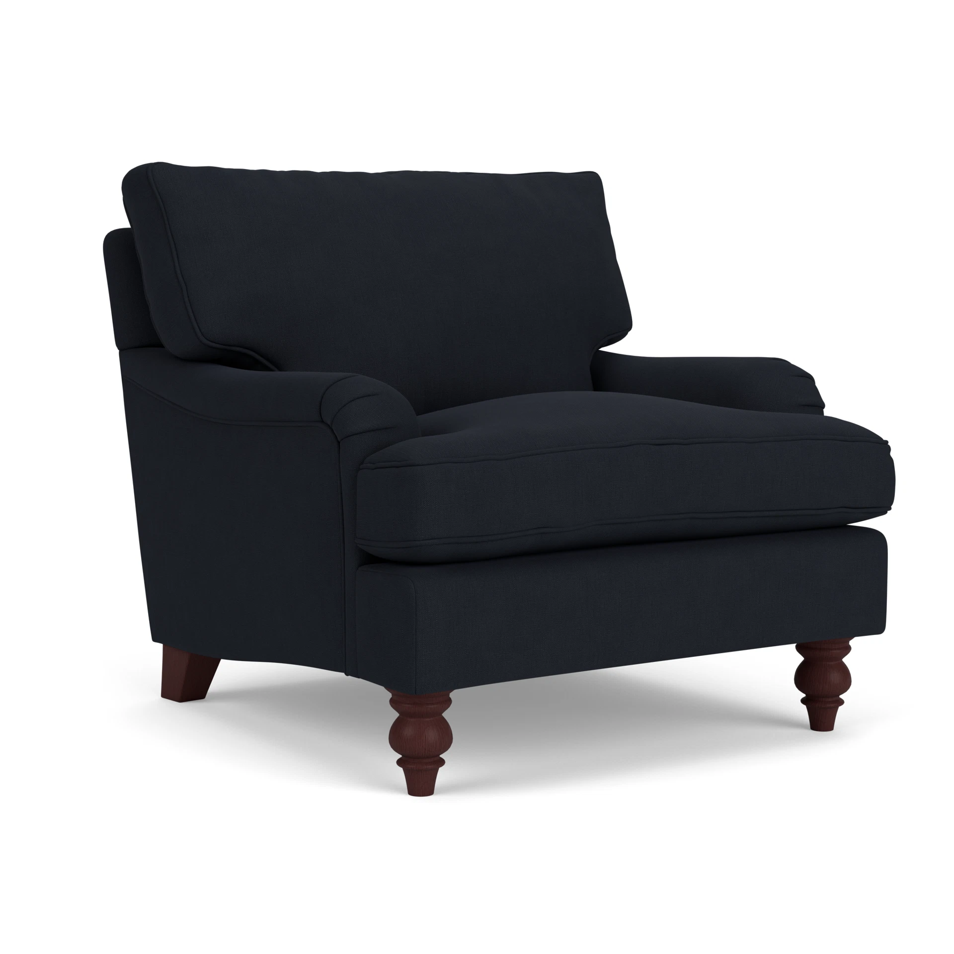 Morris Armchair in House Linen Mix - Ink with Light legs