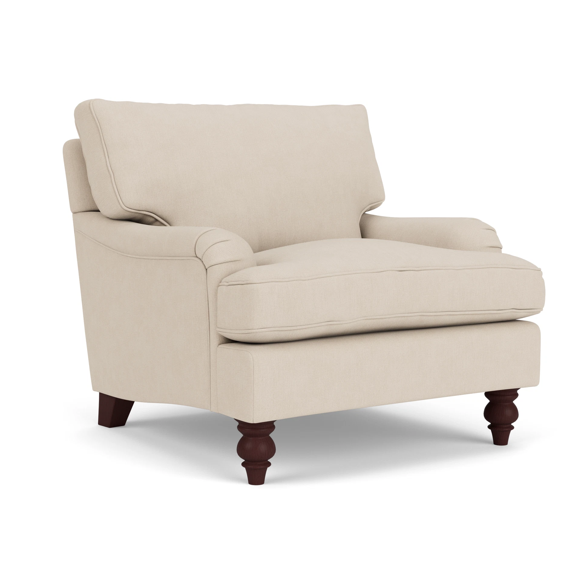 Morris Armchair in House Linen Mix - Lily White with Light legs