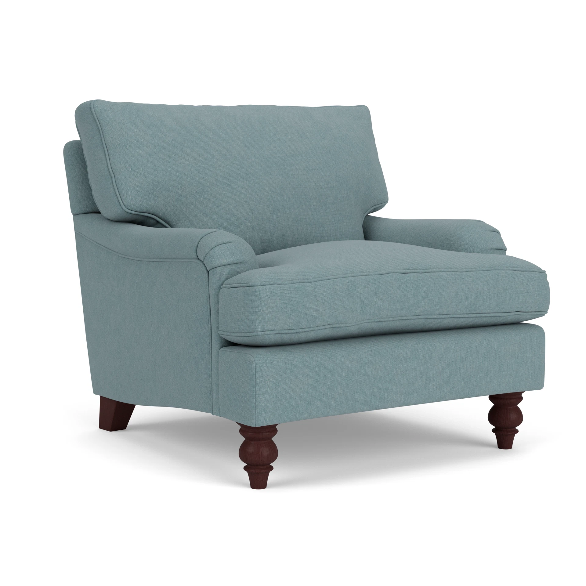 Morris Armchair in House Linen Mix - Sky Blue with Light legs