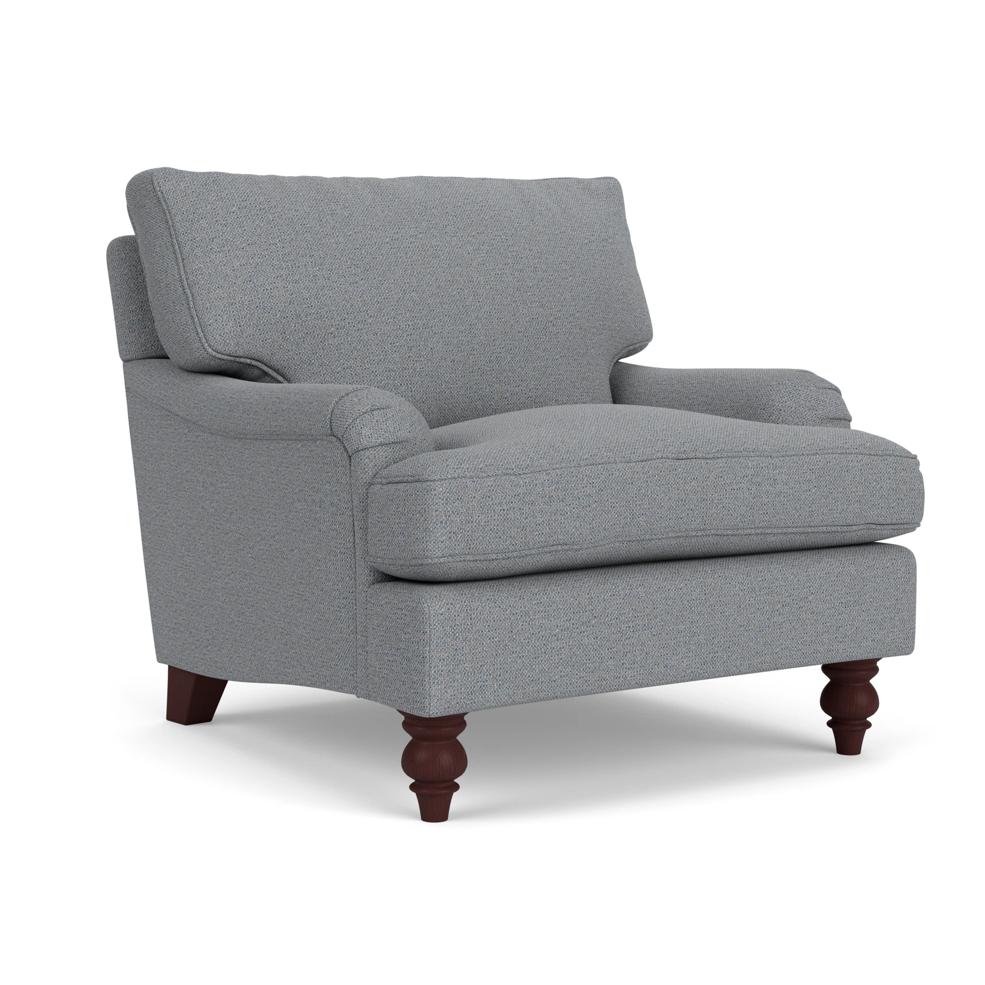 Morris Armchair in House Weave - Blue Marl with Light legs