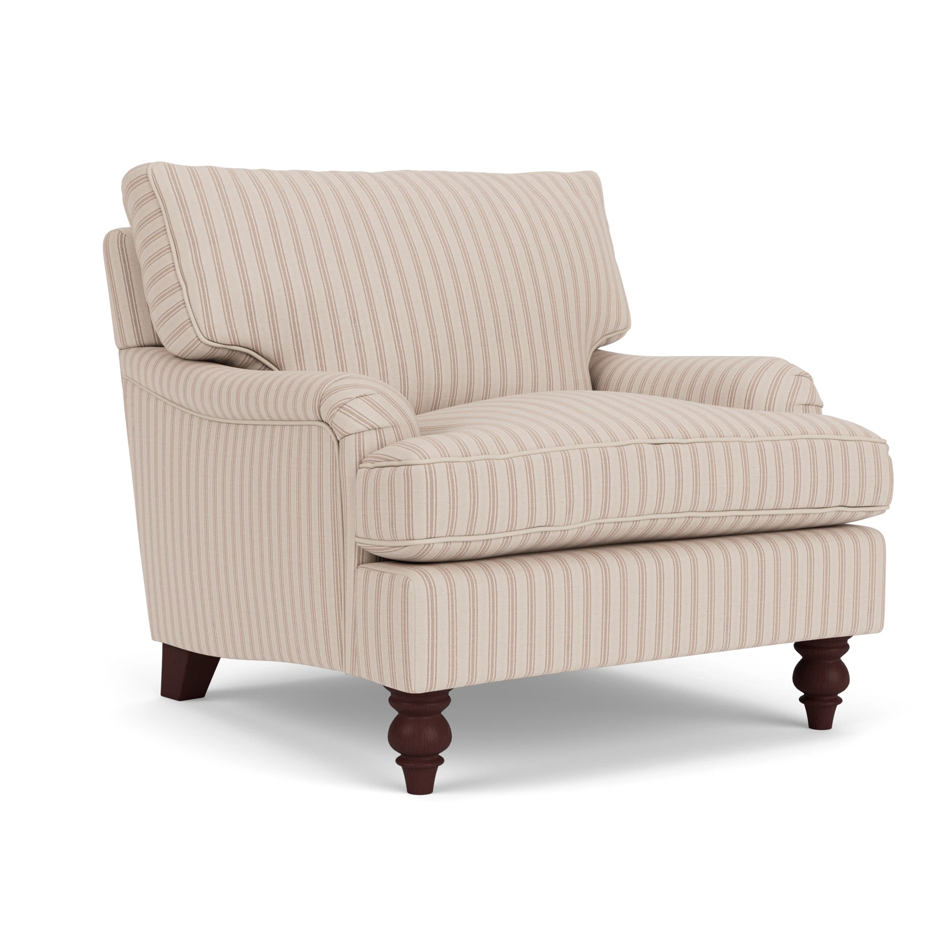 Morris Armchair in Kingham Stripe - Flax with Light legs
