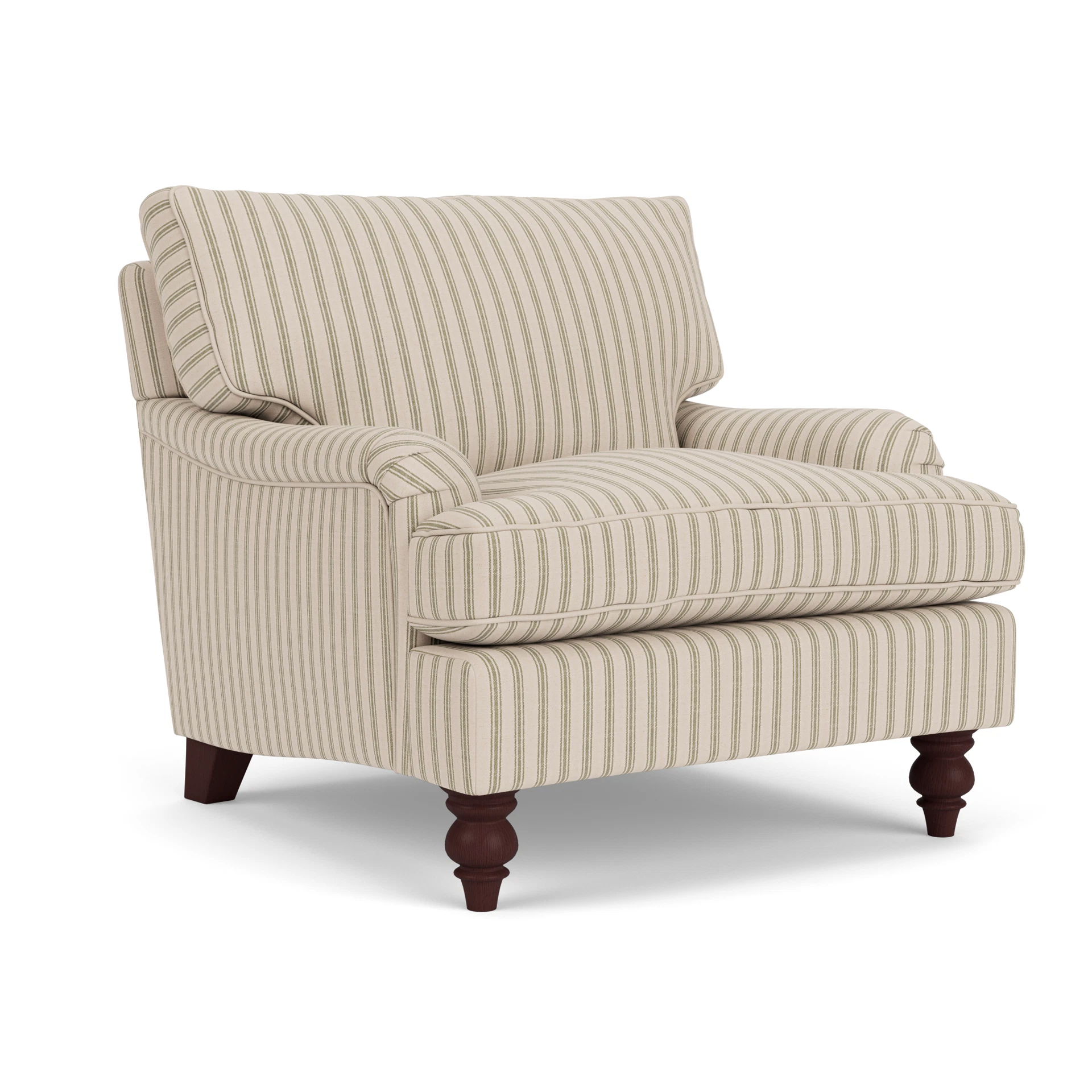 Morris Armchair in Kingham Stripe - Sage with Light legs
