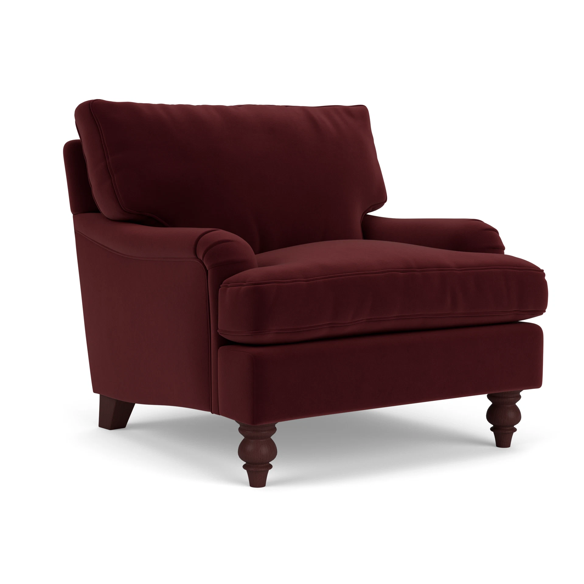 Morris Armchair in Matt Velvet - Dark Rosehip with Light legs