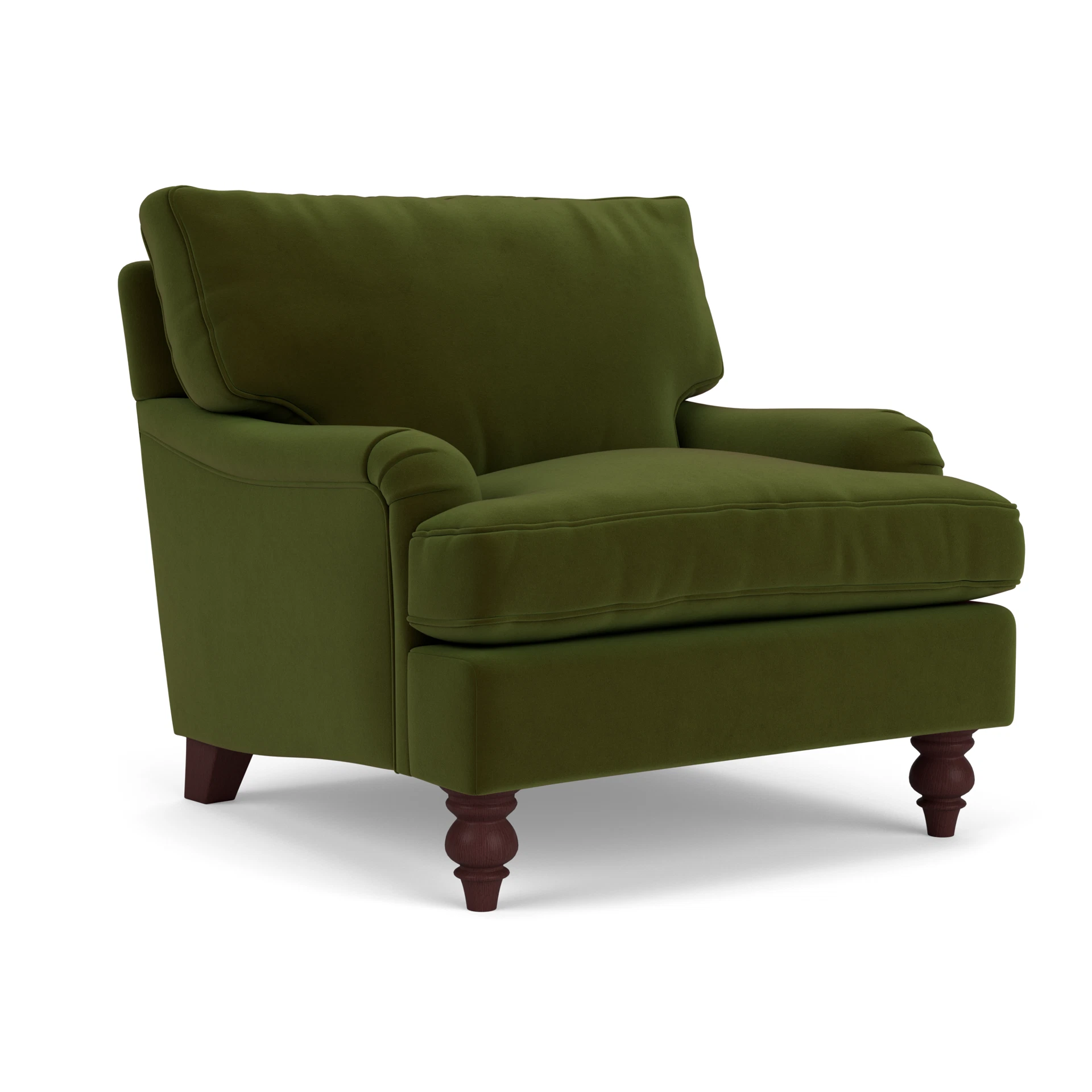 Morris Armchair in Matt Velvet - Forest Green with Light legs