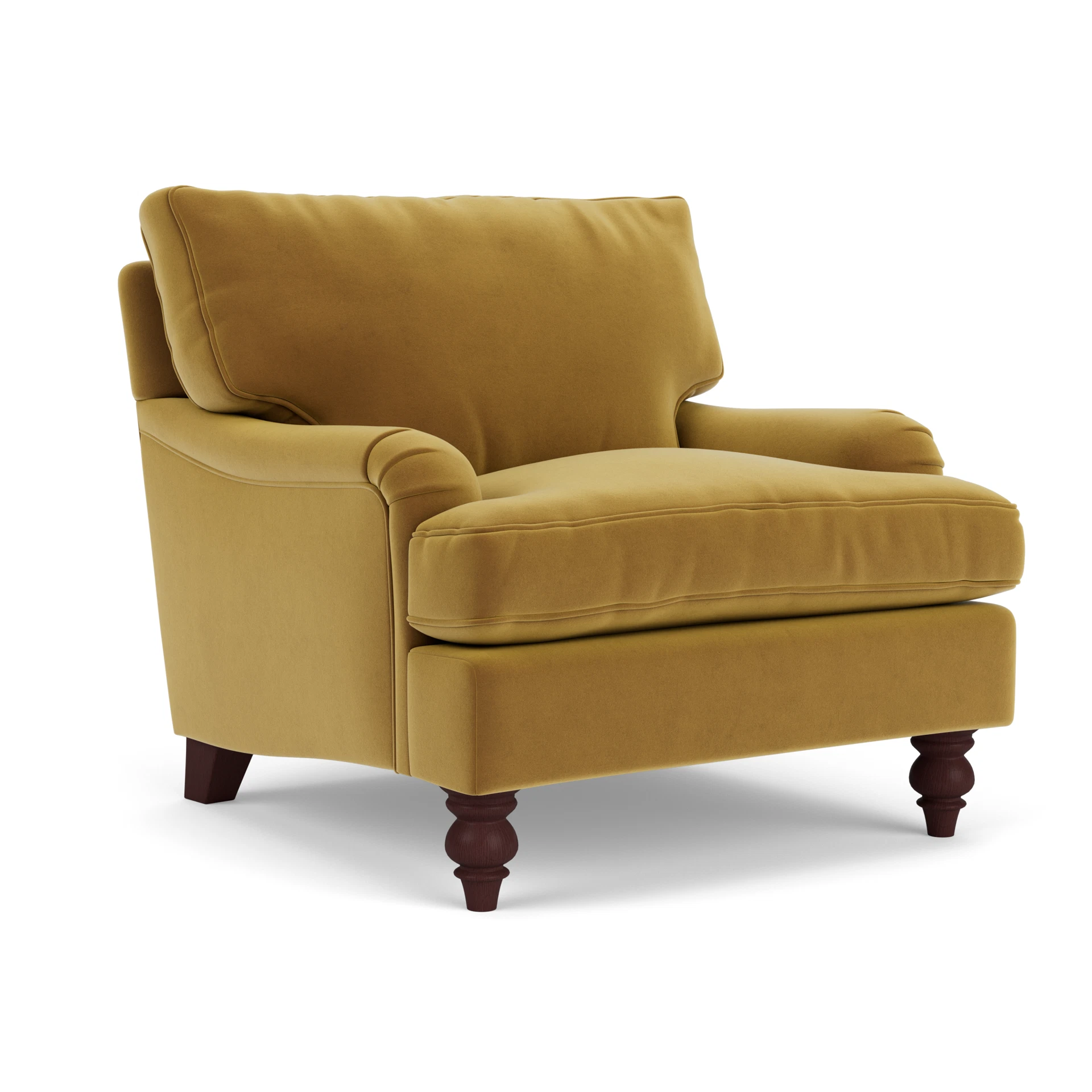 Morris Armchair in Matt Velvet - Mustard with Light legs