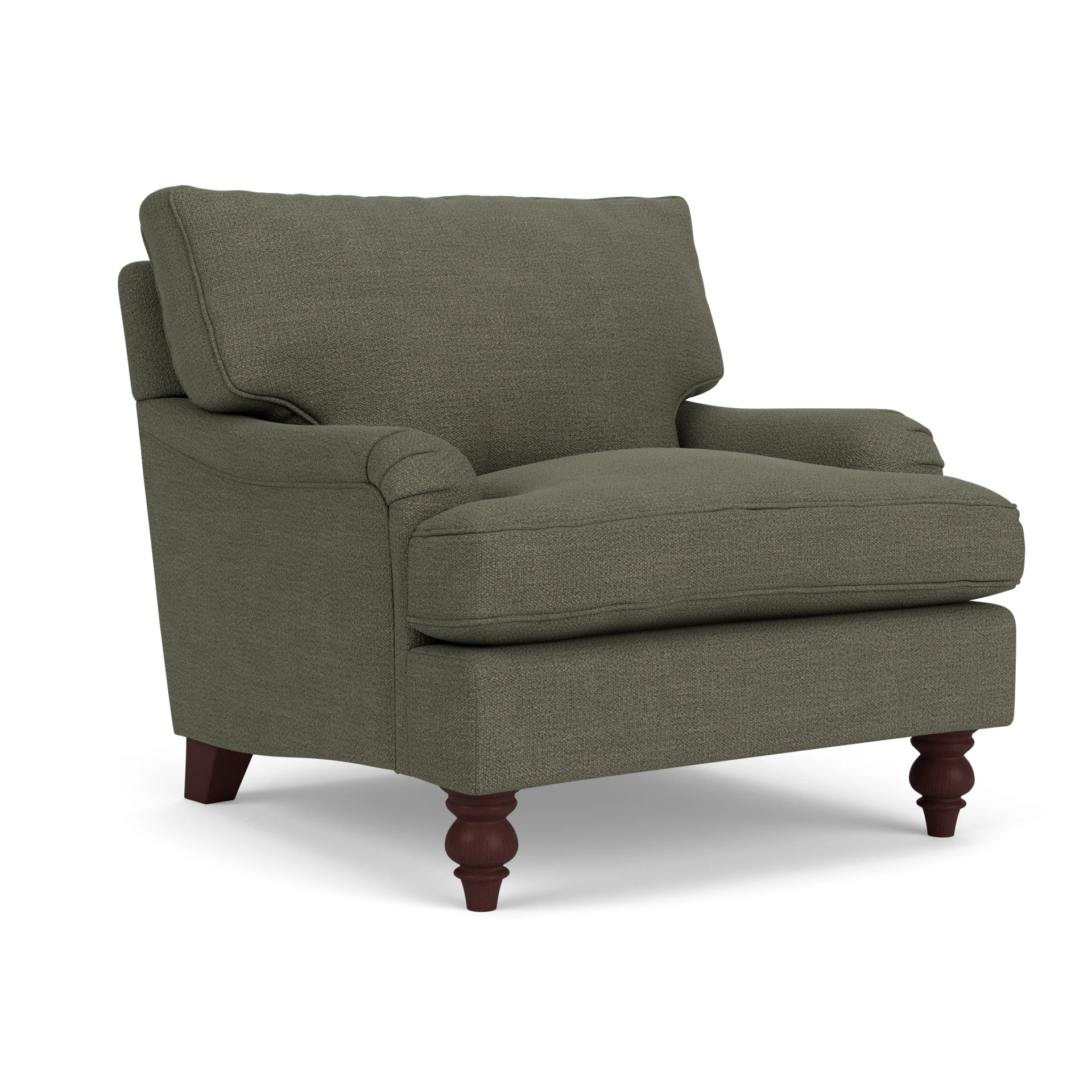 Morris Armchair in Rustic Weave - Deep Forest with Light legs