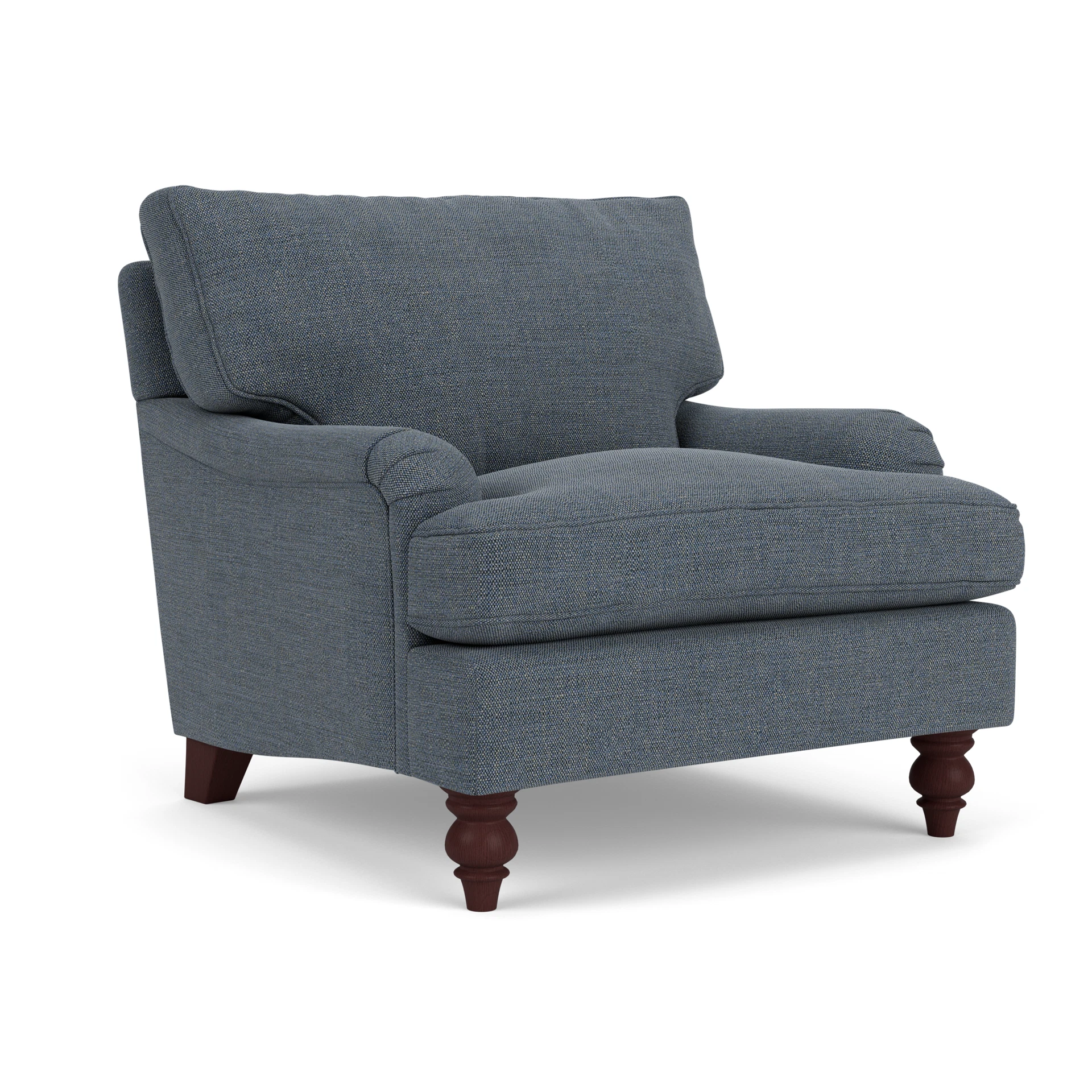 Morris Armchair in Rustic Weave - Indigo with Light legs
