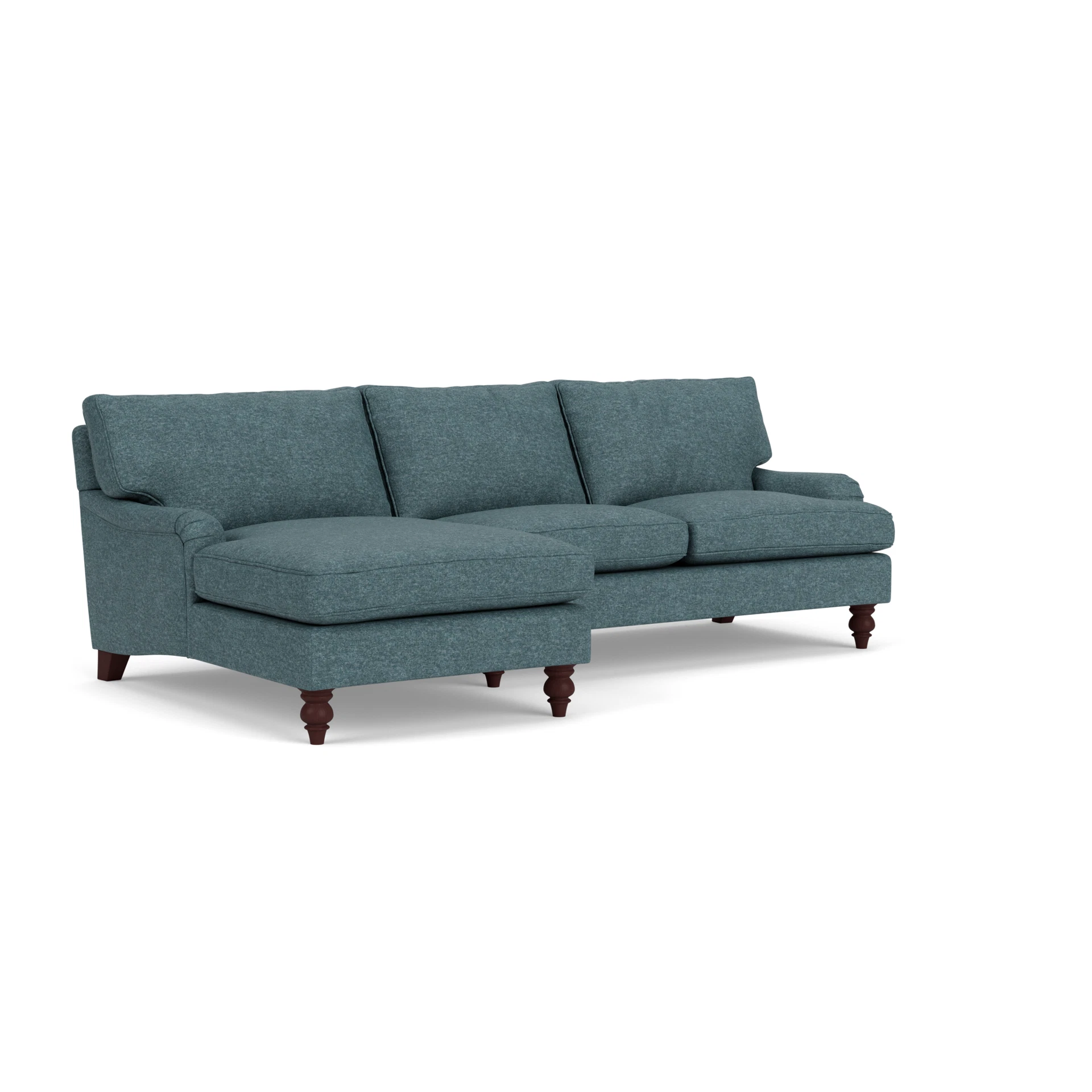 Morris Chaise Large Left Hand in Aquaclean Oxford - Lake Marl with Light legs