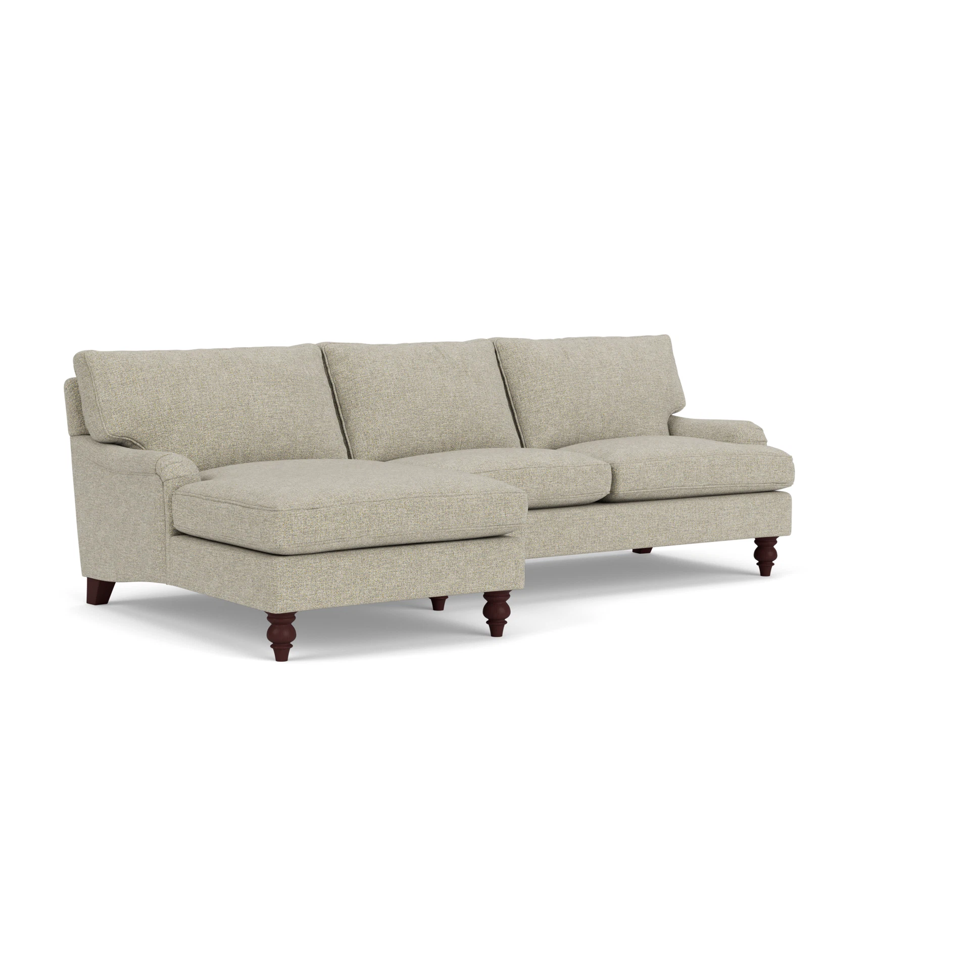 Morris Chaise Large Left Hand in Aquaclean Oxford - Lichen with Light legs