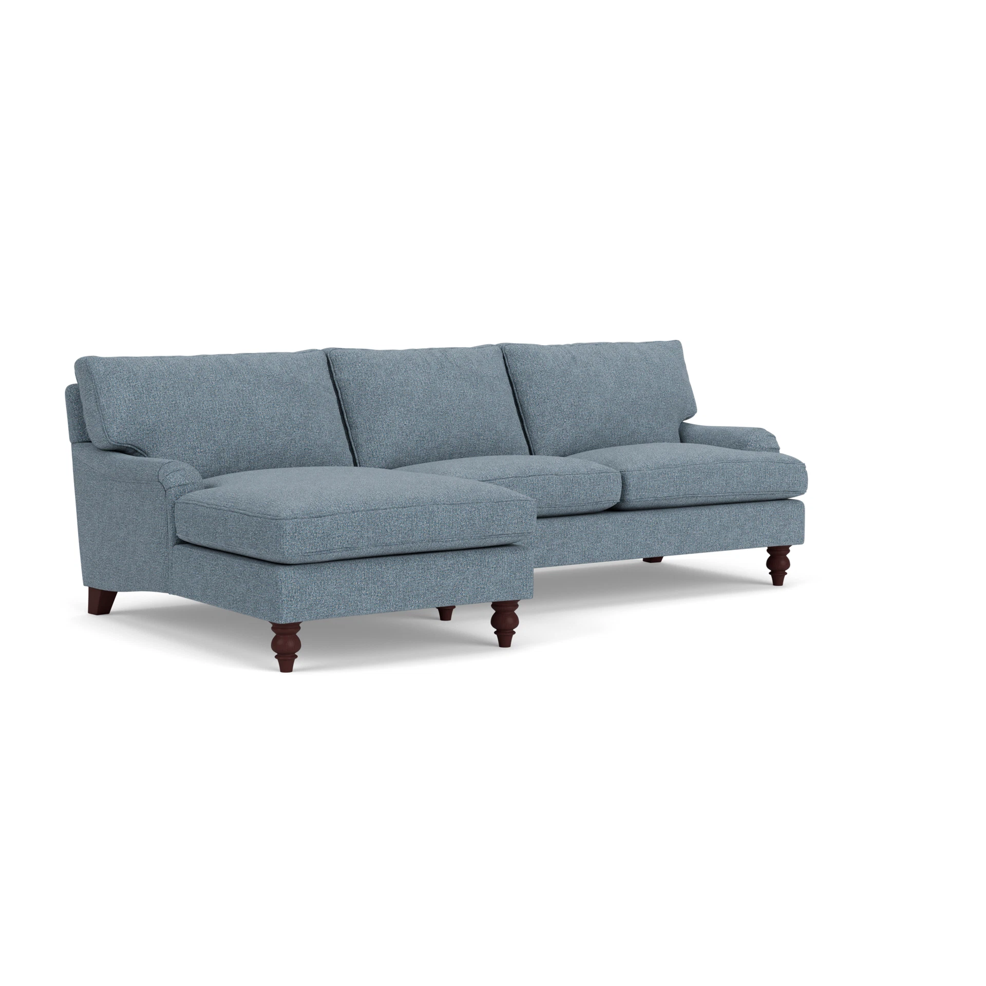Morris Chaise Large Left Hand in Aquaclean Oxford - Mid Blue with Light legs