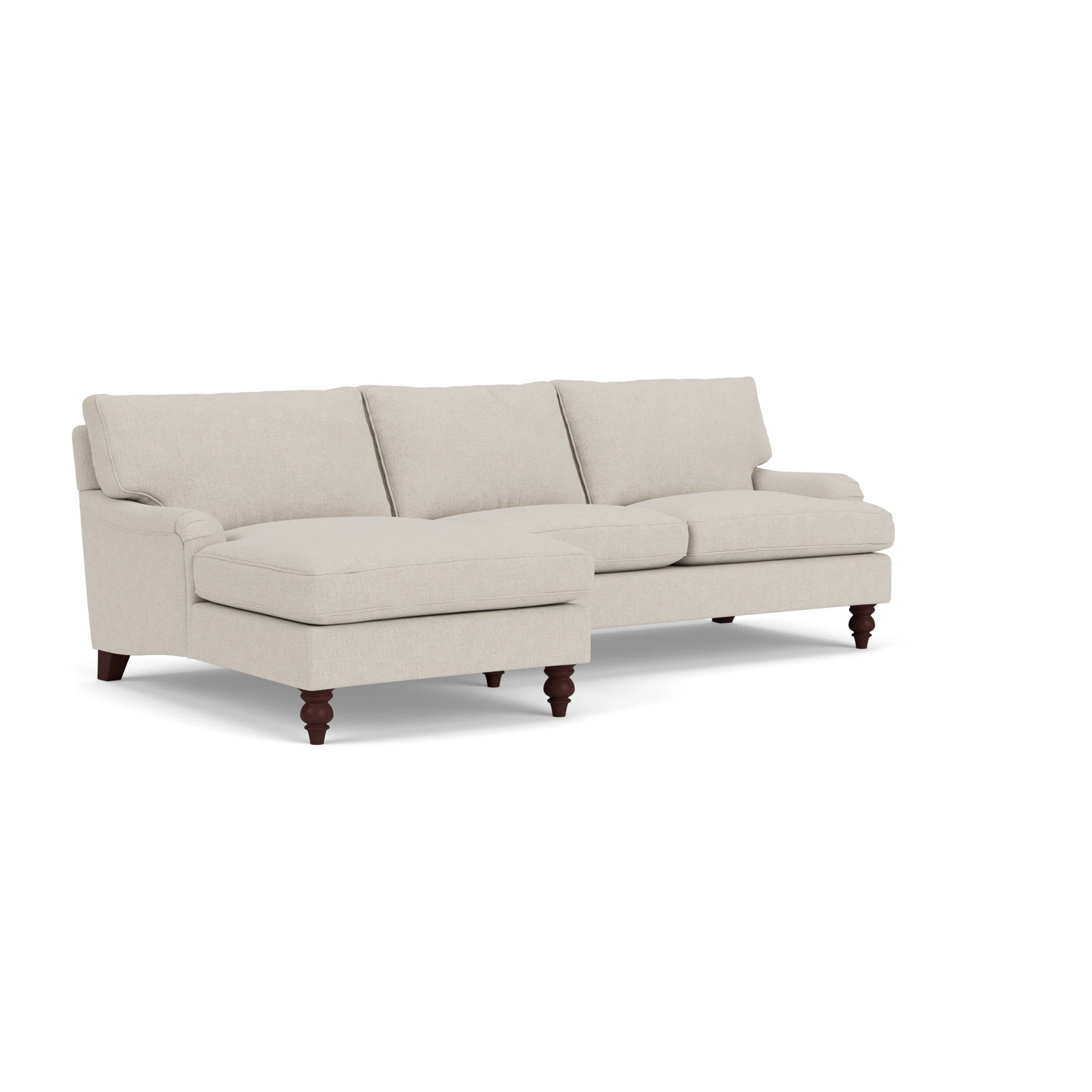 Morris Chaise Large Left Hand in Aquaclean Oxford - Natural with Light legs